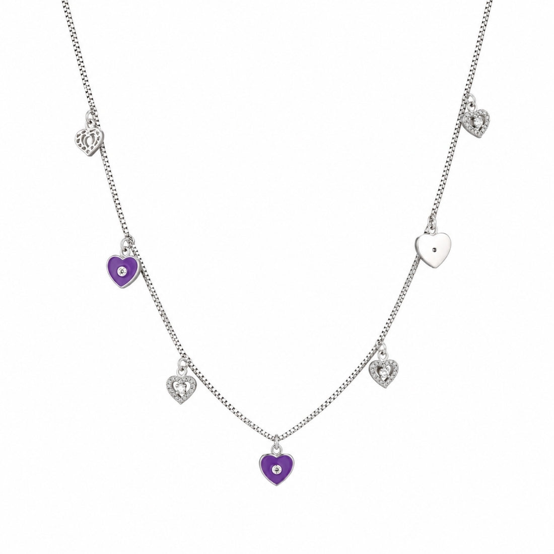 The Amour Protection Purple Heart Charm 925 Silver Chain