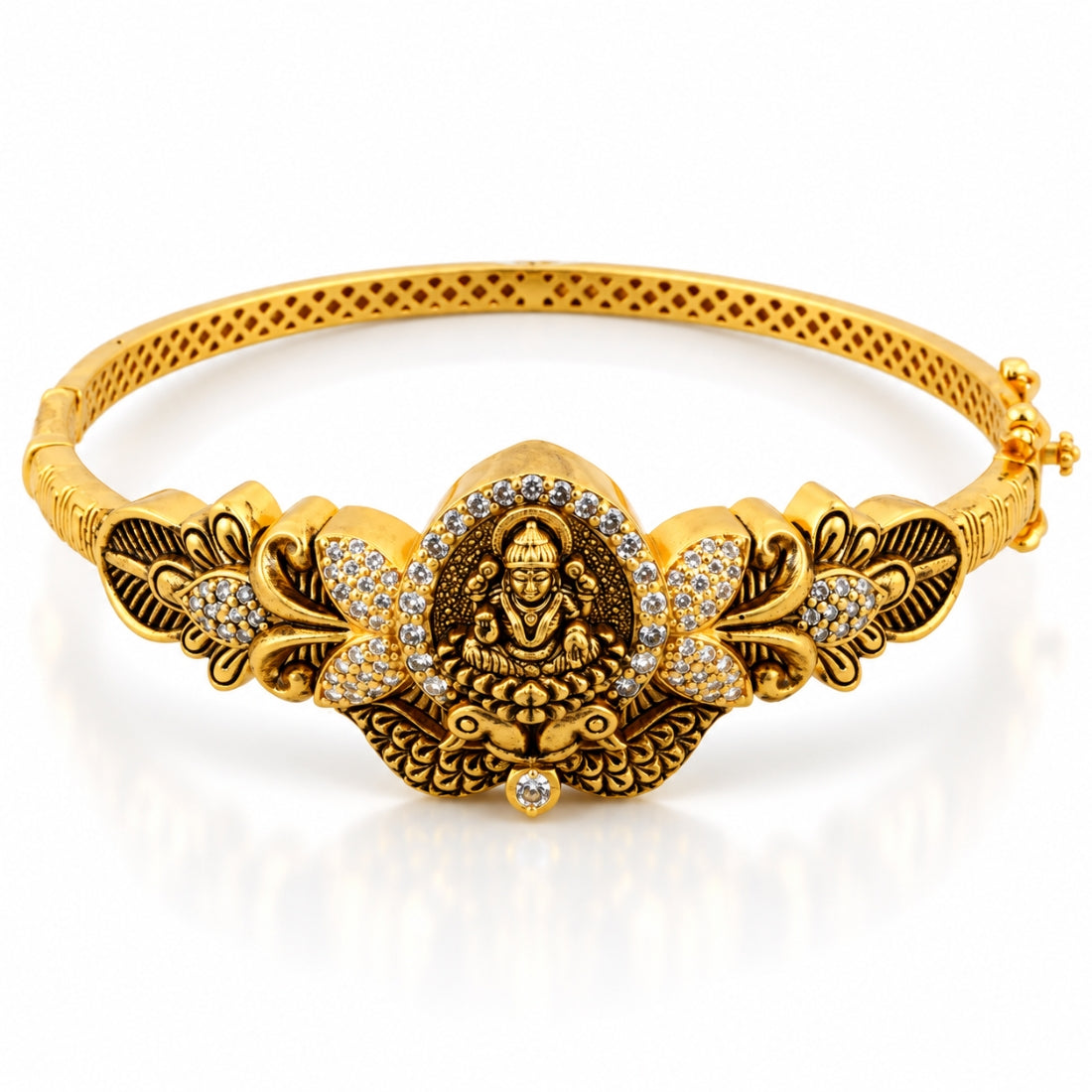The Royal Lakshmi Crowned Teardrop Antique Temple Kada