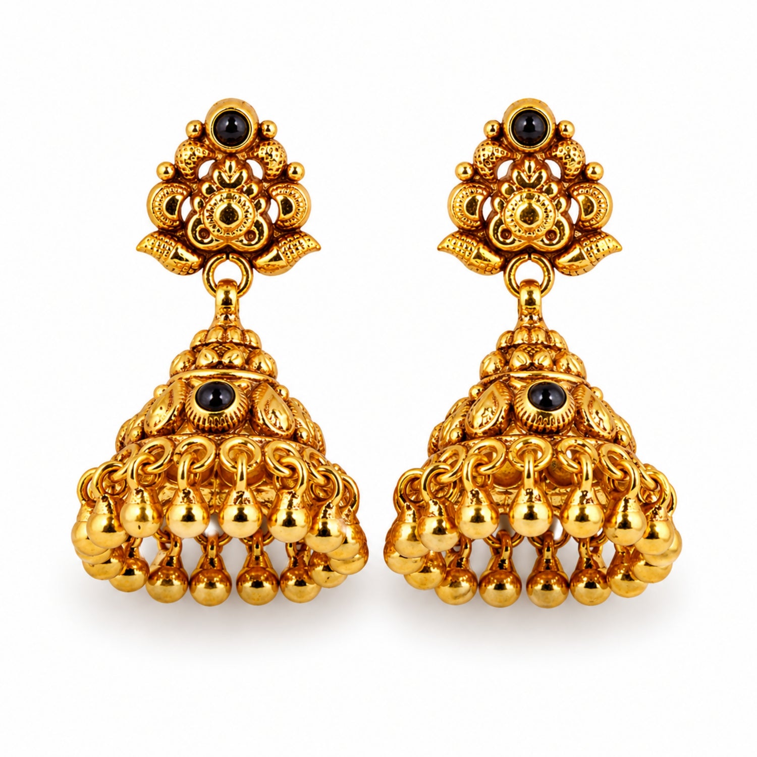 The Charvi Onyx Paisley Jhumka – 925 Sterling Silver