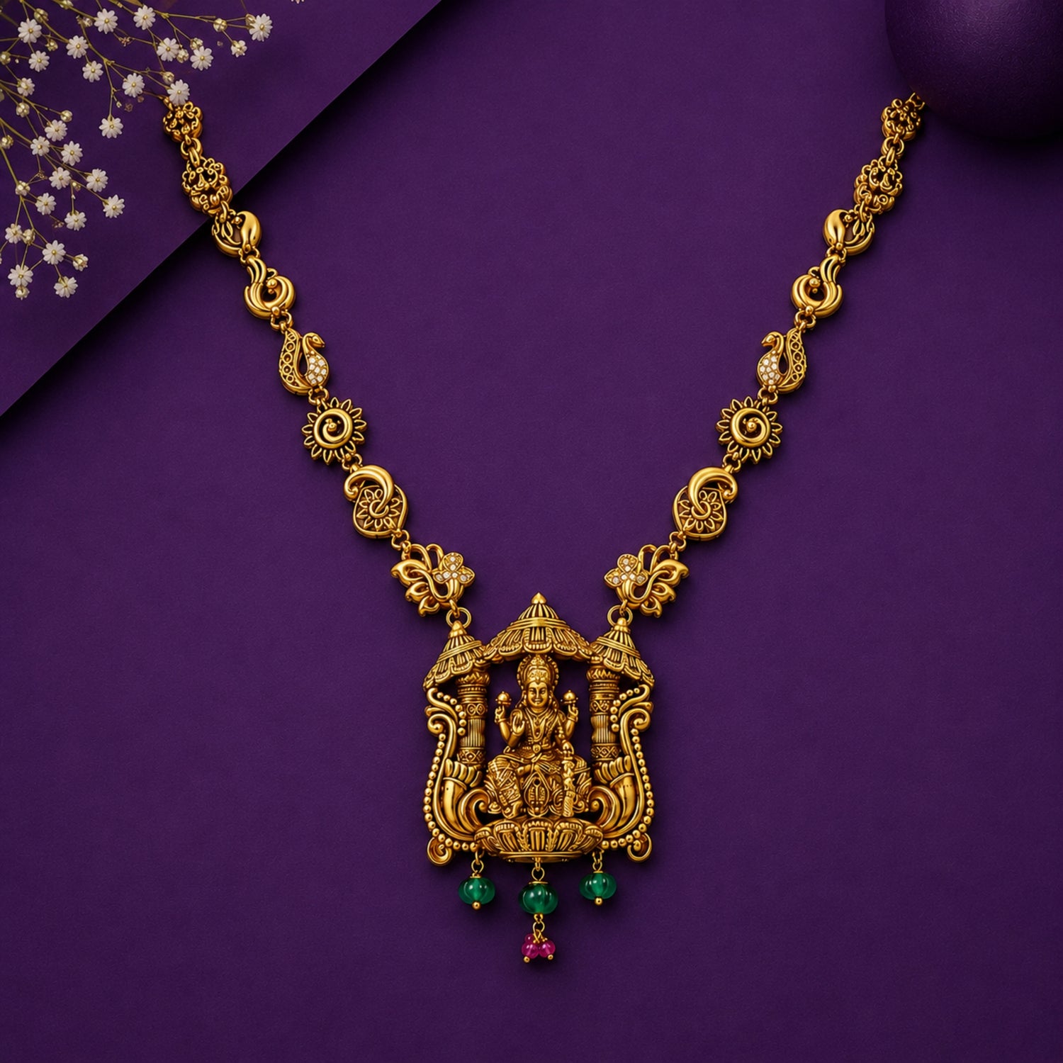 The Divya Lakshmi Silver Temple Necklace