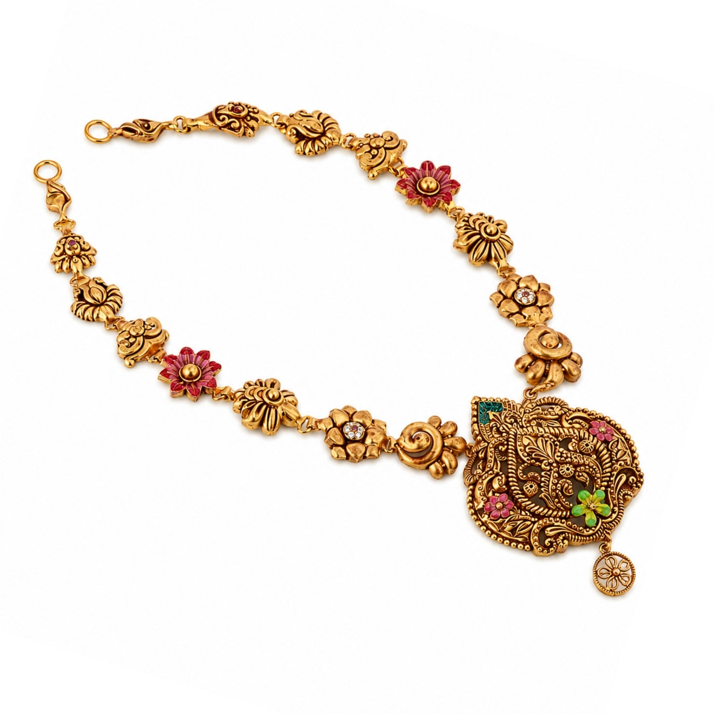 The Madhuri Peacock Nakshi 925 Silver Necklace