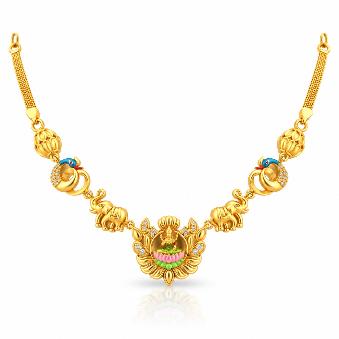 The Gaja Lakshmi Royal Lotus Heritage 925 Silver Necklace