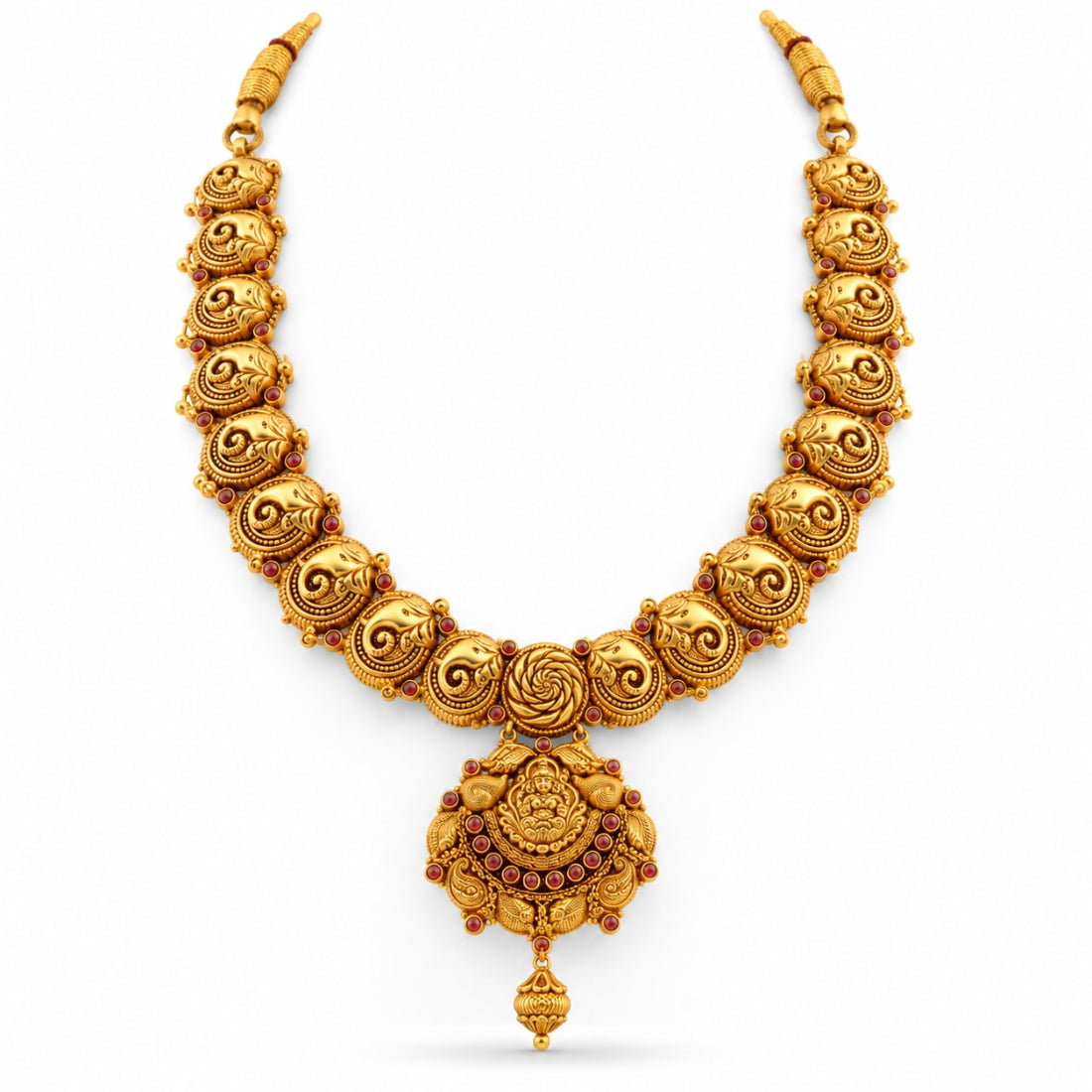 The Temple Lakshmi Mango Swirl Crescent 925 Silver Necklace