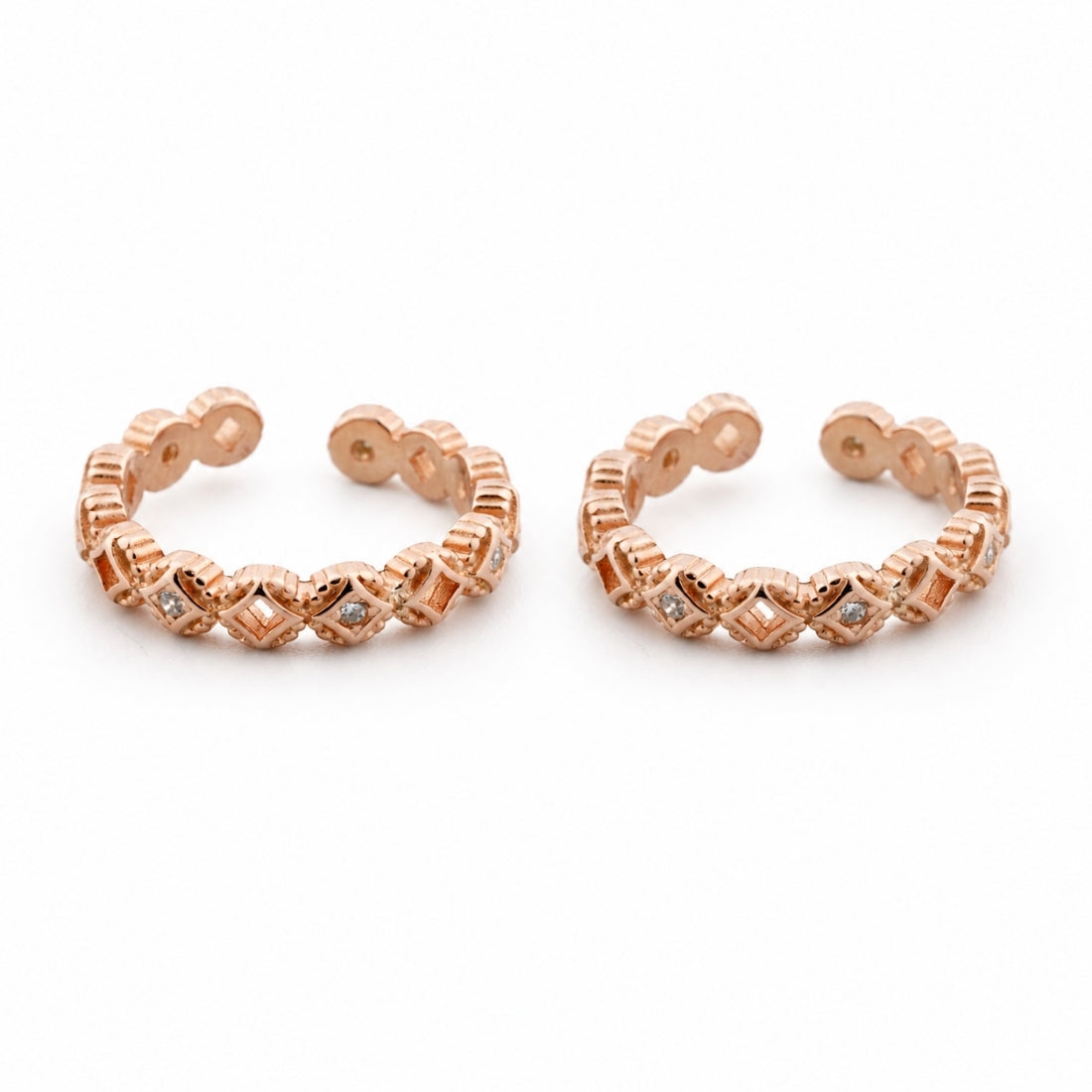 The Zara Hexagon Eternity Rose Gold Toe Rings (925 Sterling Silver Pair)
