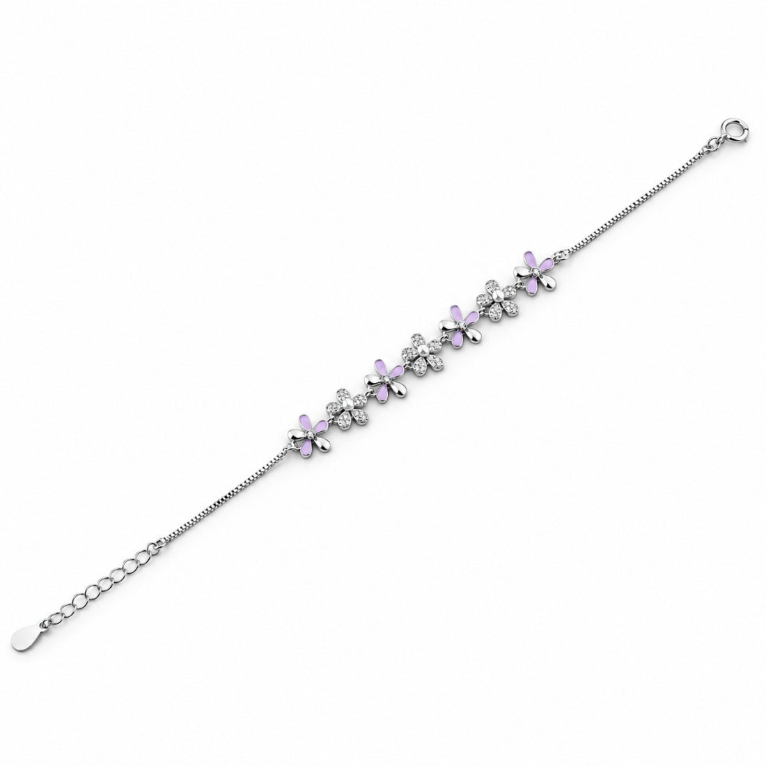 The Silver Jasmine – 925 Sterling Silver Six-Flower Garland Bracelet