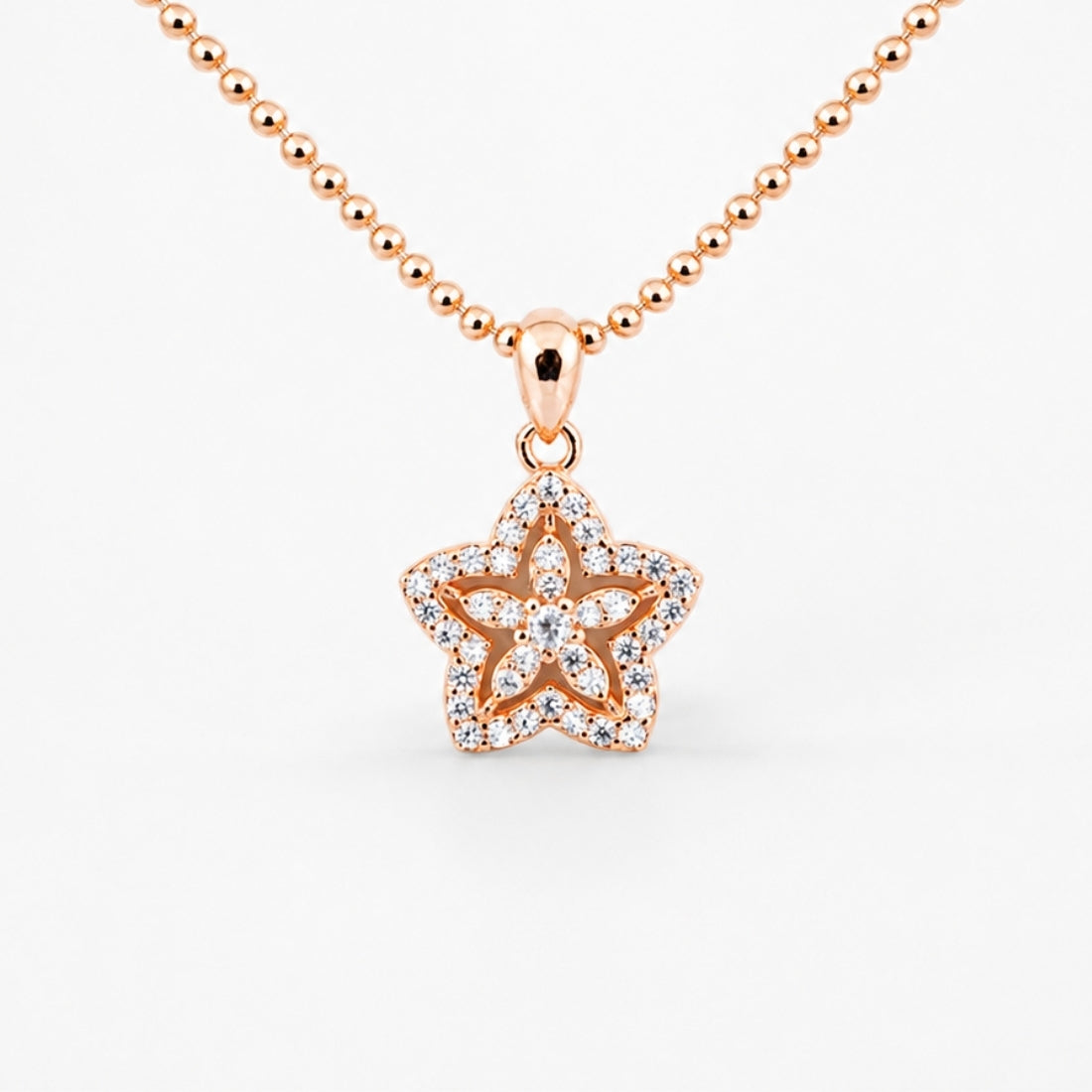 The Celestial Dual Star 925 Silver Rose Gold Pendant