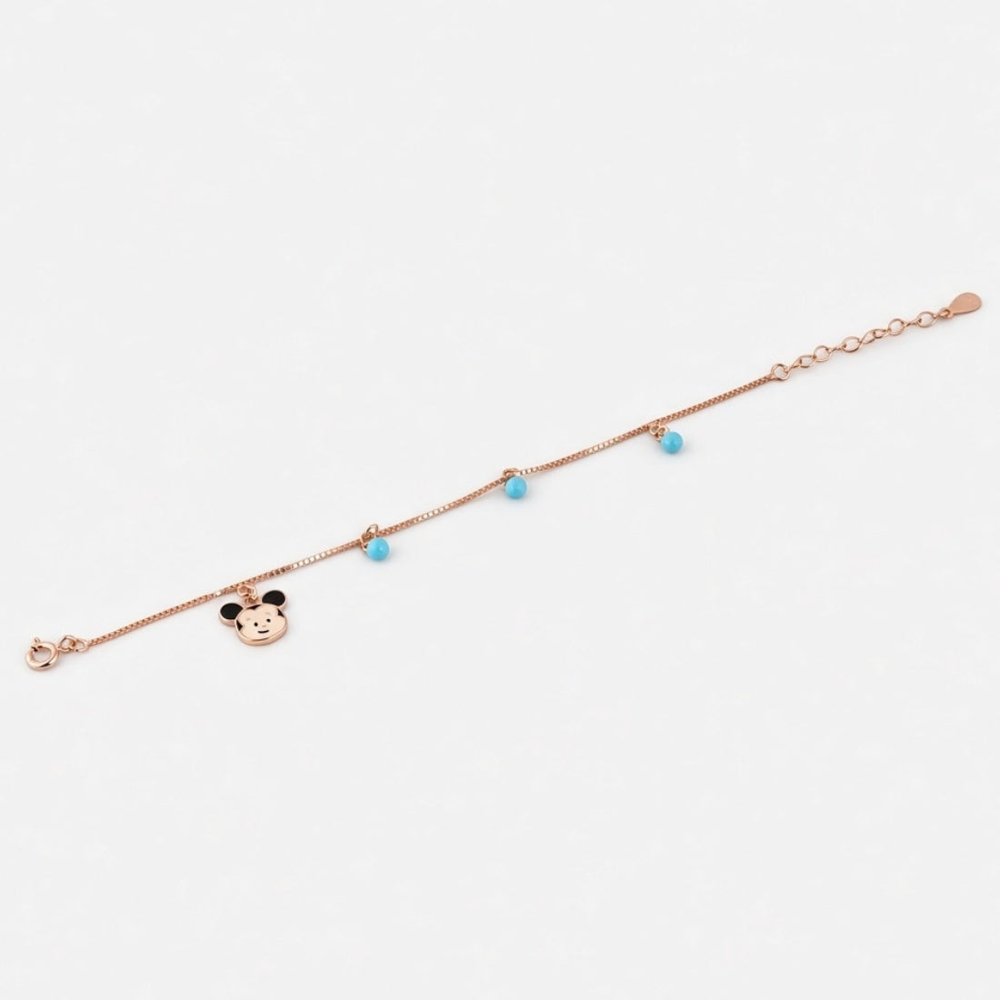 Mickey Magic 925 Sterling Silver Rose Gold Enamel Character Kids Bracelet