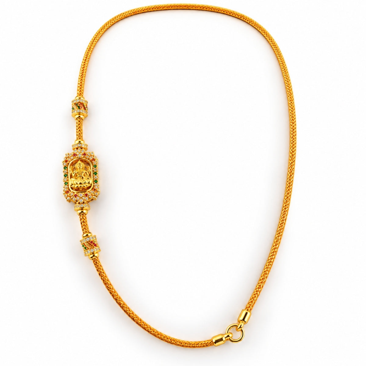 Divine Lakshmi Medallion Heritage 925 Silver Mugappu Chain