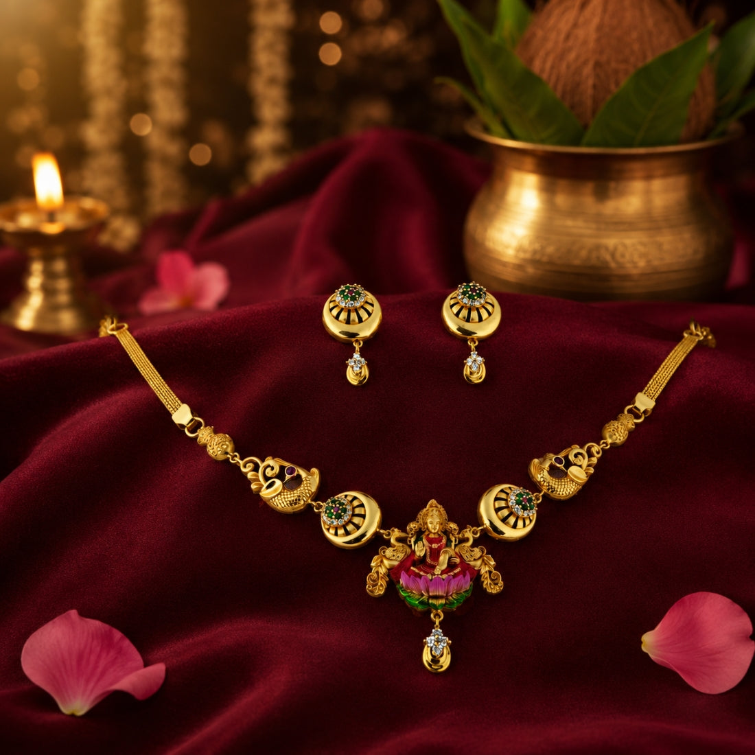 The Mohini Lakshmi Meenakari 925 Silver Necklace Set