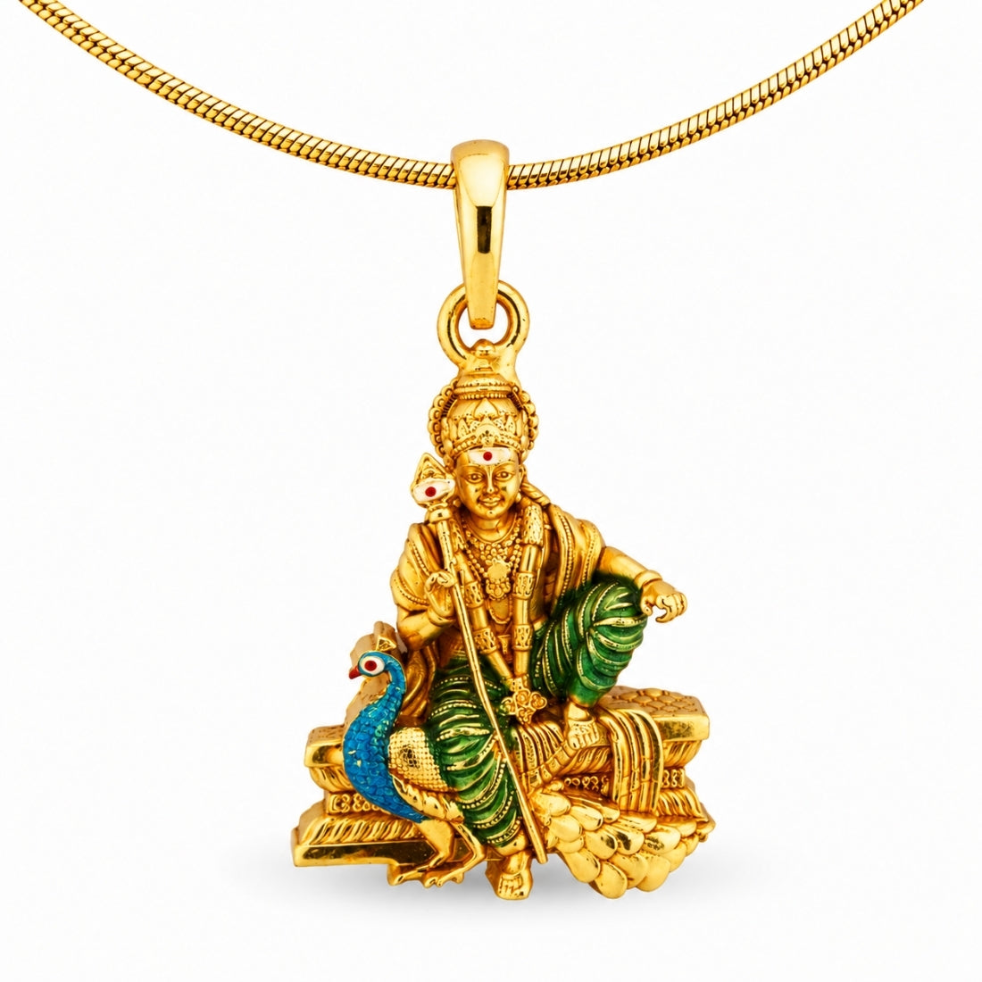 The Seated Murugan Peacock Throne 925 Silver Pendant