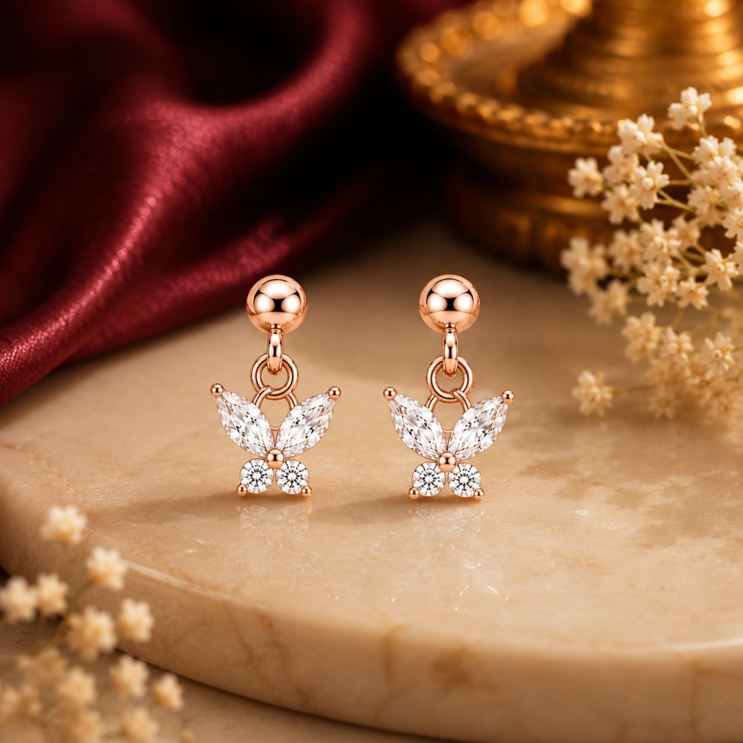 Fluttering Marquise Butterfly 925 Pure Sterling Silver Drop Earrings