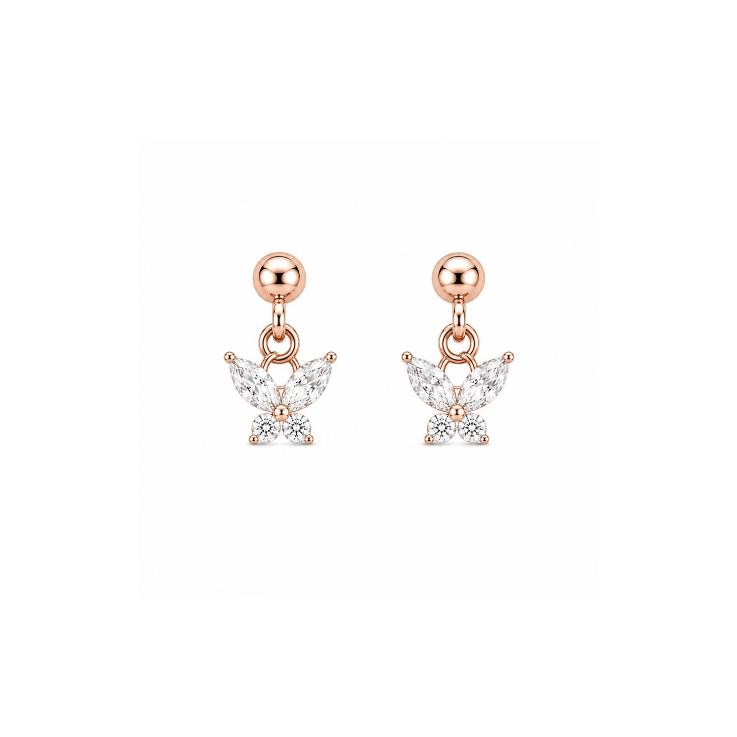 Fluttering Marquise Butterfly 925 Pure Sterling Silver Drop Earrings