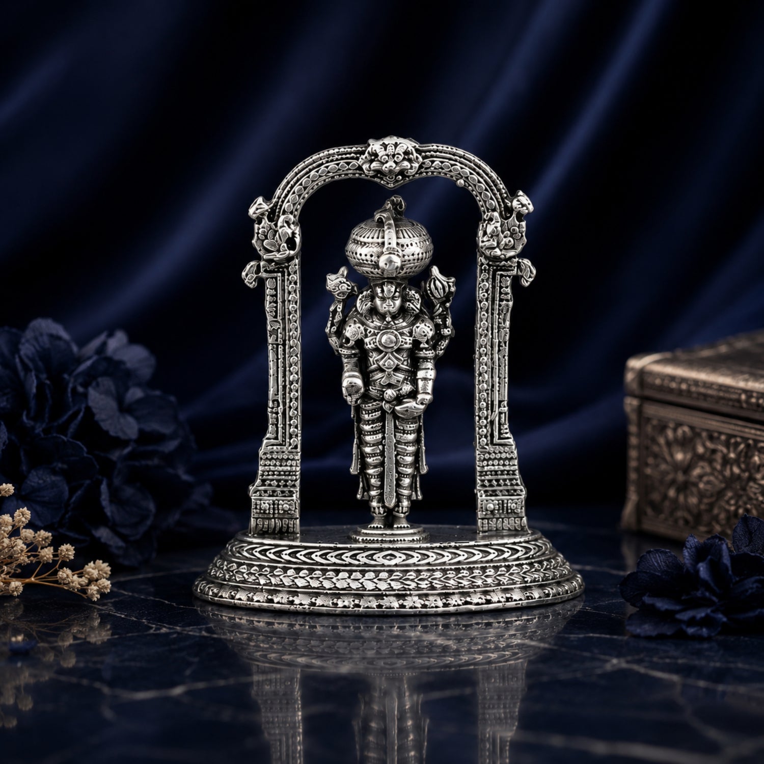 925 Pure Silver Antique Lord Dhanvantari Idol with Arch