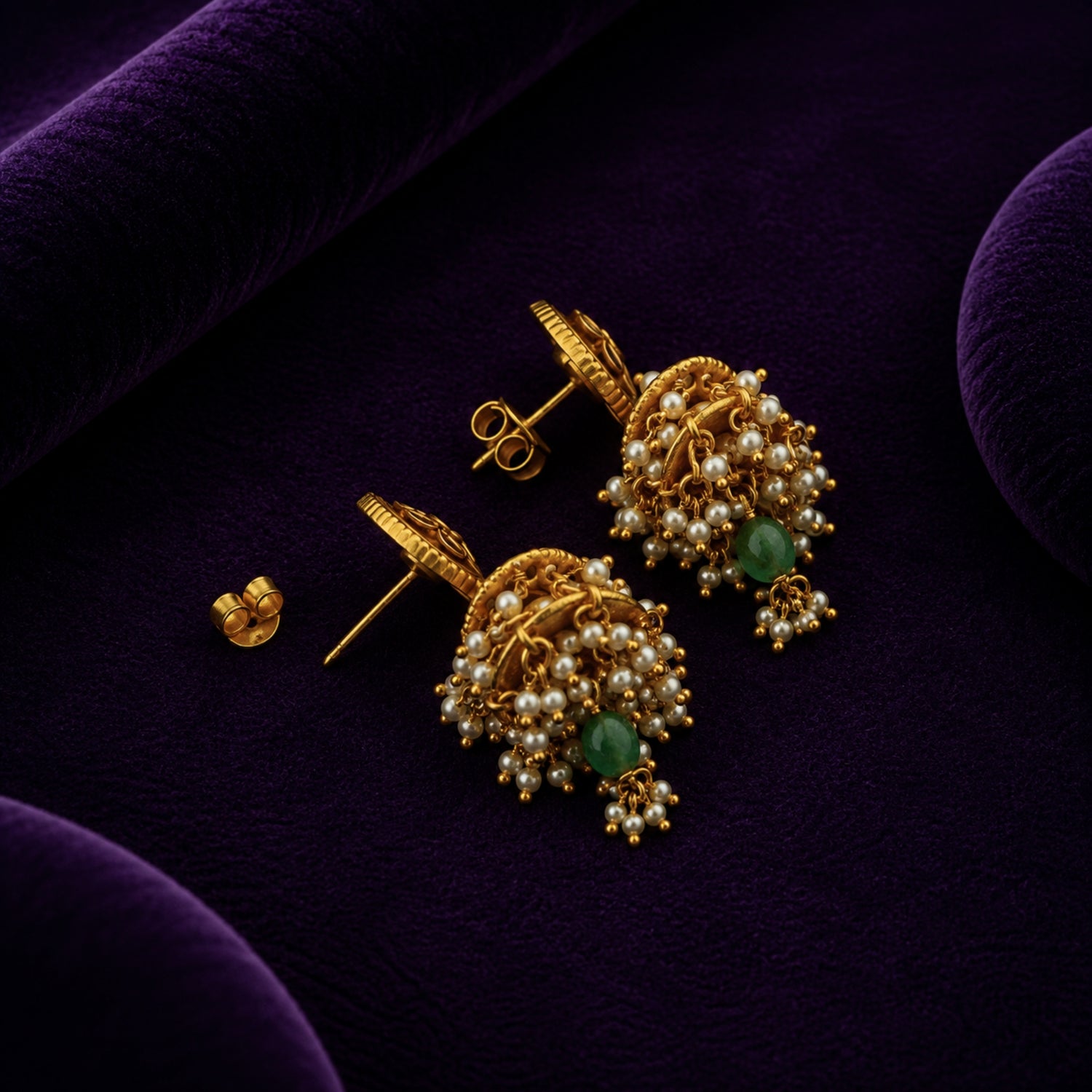 The Mayil Dwi-Tier 925 Silver Gold-Plated Jhumka Earrings