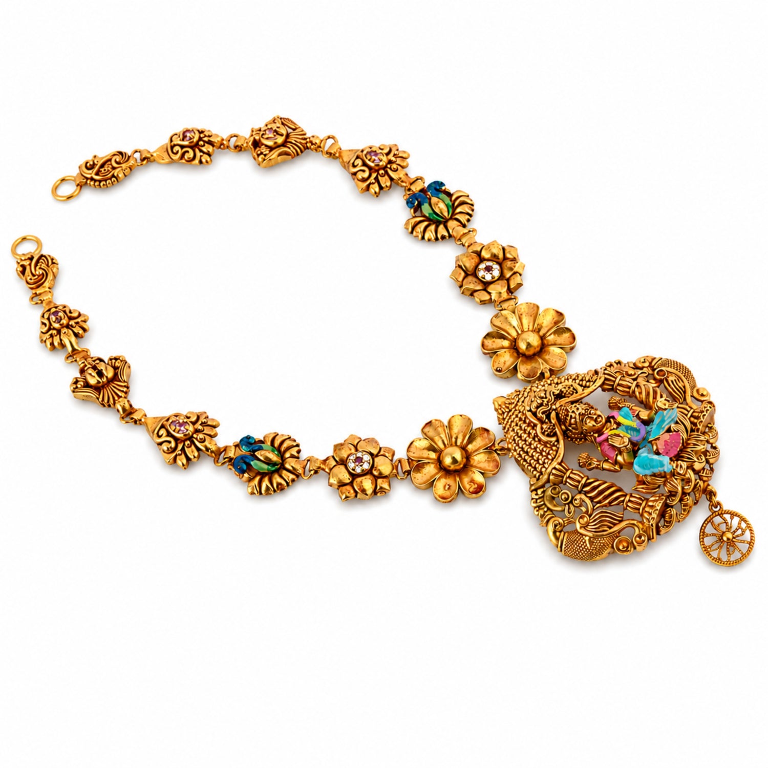 The Kalyani Radha Krishna Nakshi 925 Silver Gold-Plated Necklace