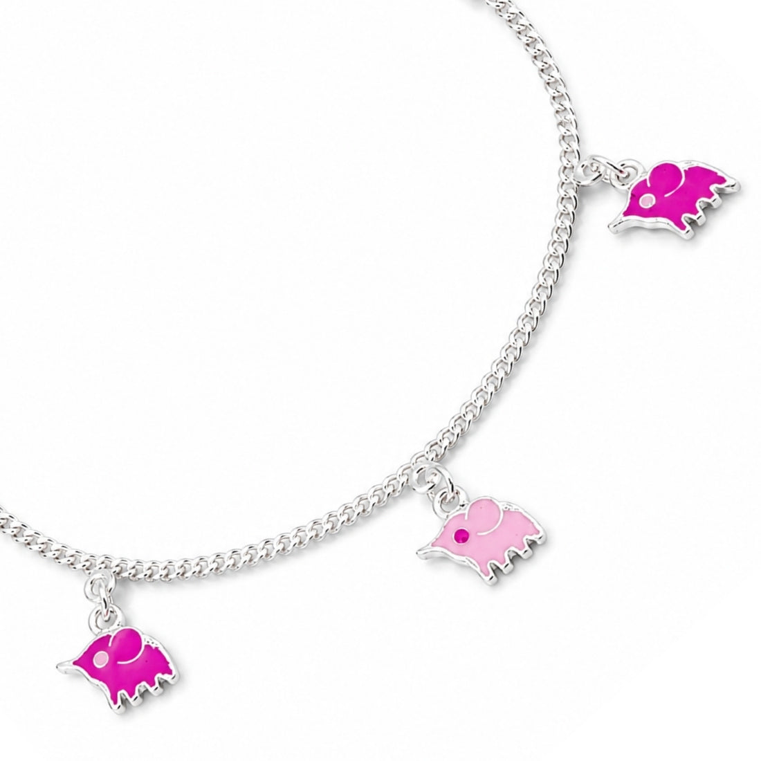 Berry Safari 925 Silver Kids Elephant Anklet Pair