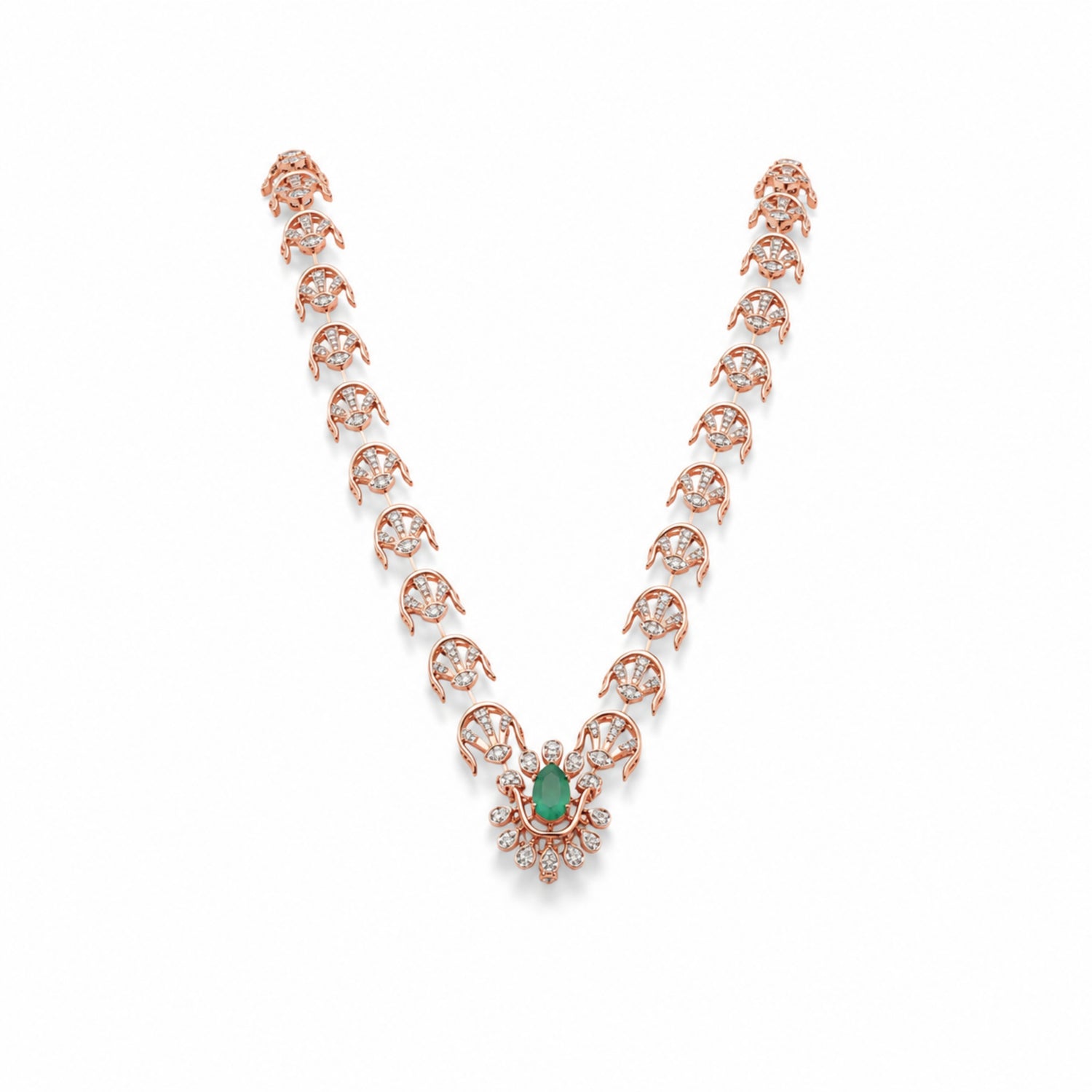 Emerald Halo Floral Silver Choker