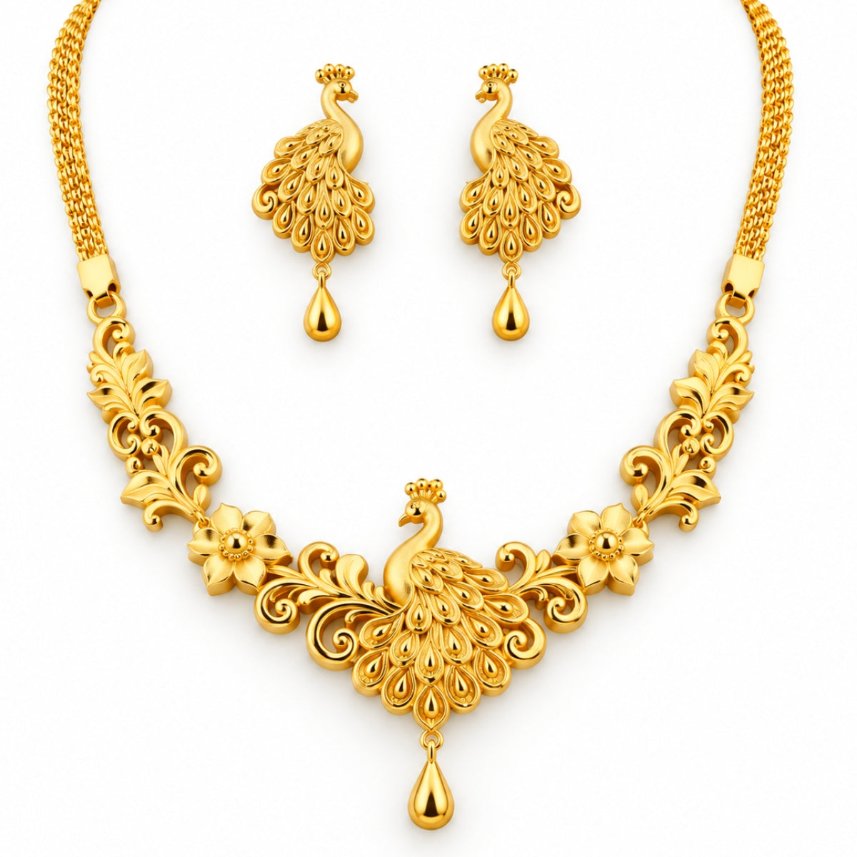 Majestic Plumage Mayura Heritage 925 Silver Necklace Set