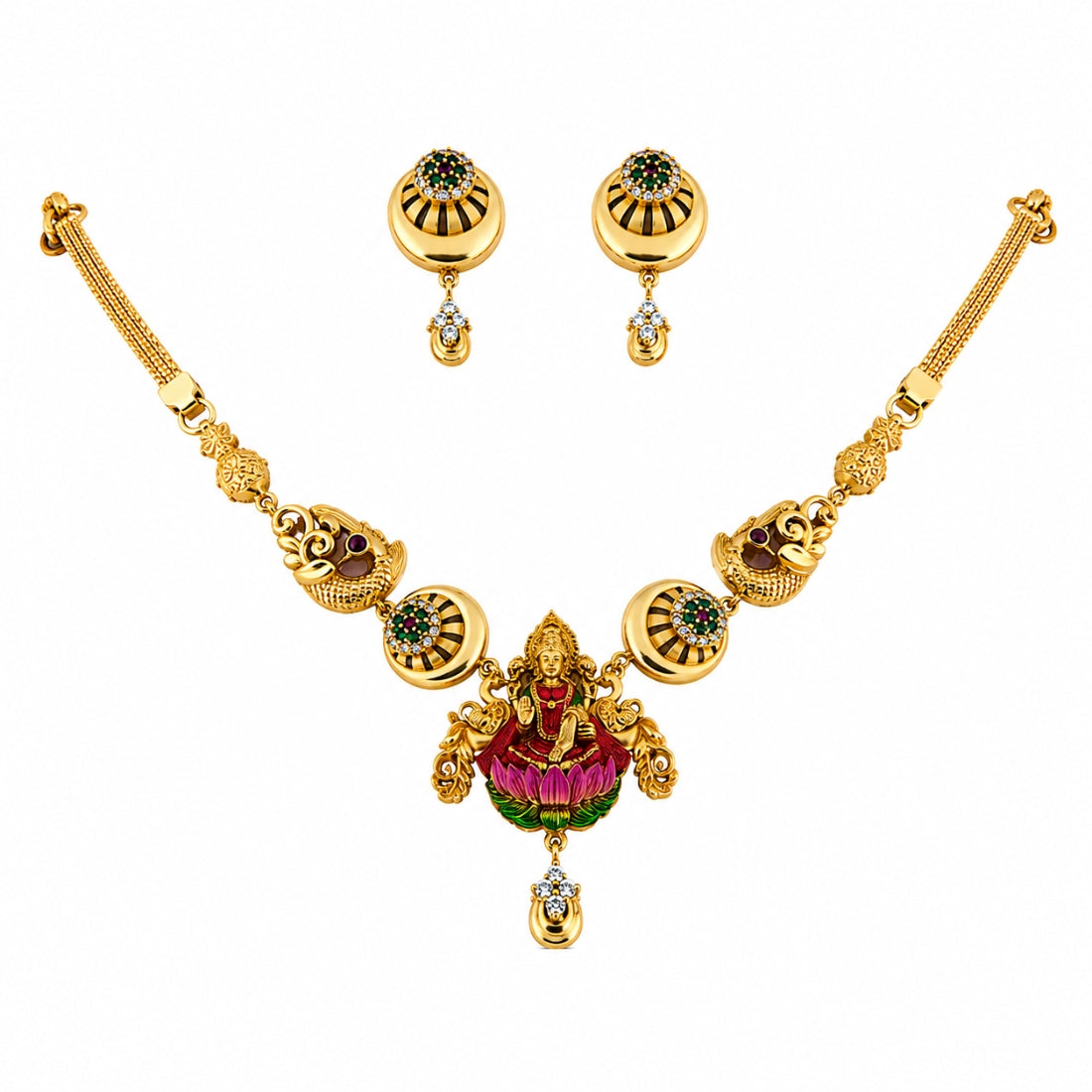 The Mohini Lakshmi Meenakari 925 Silver Necklace Set