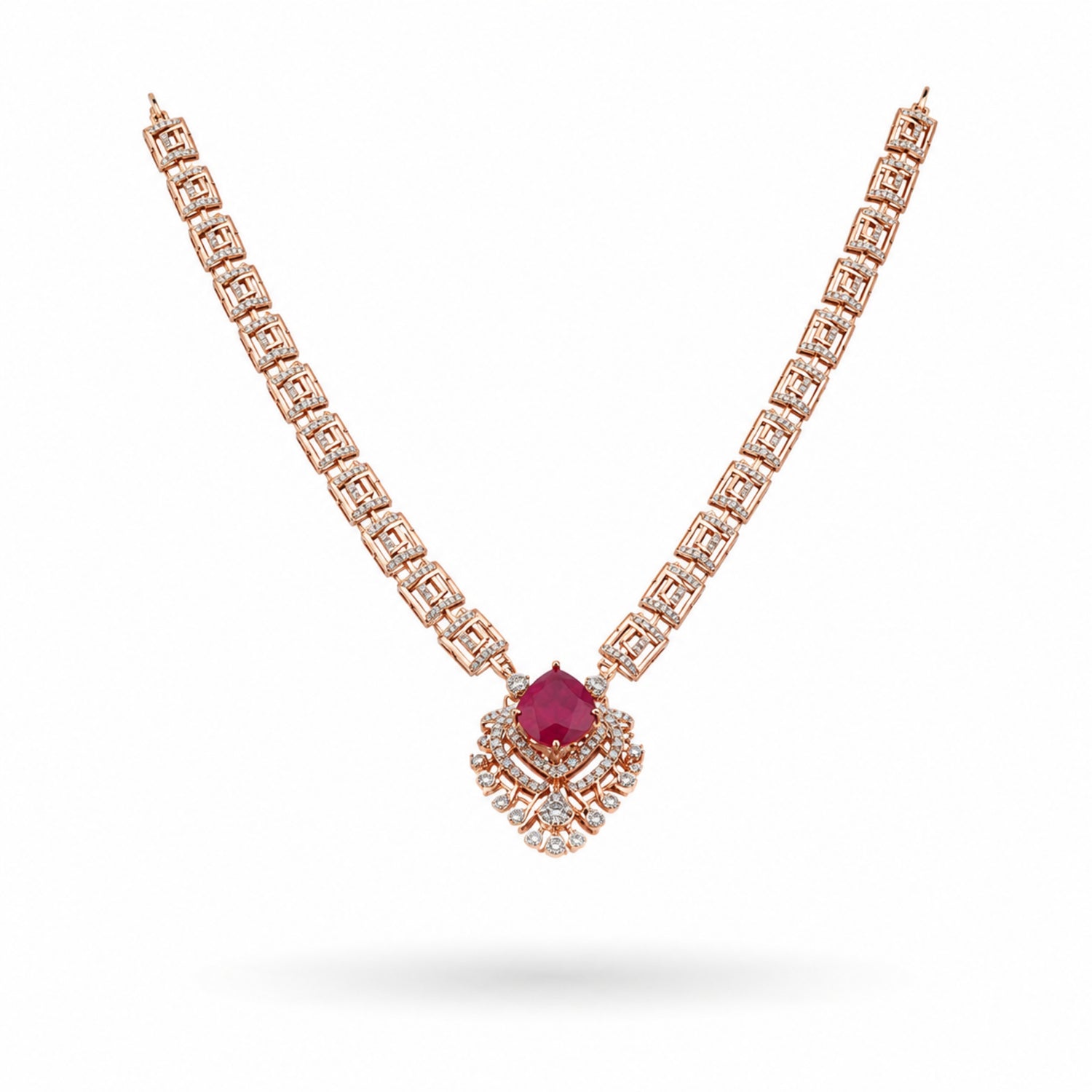 Siya Ruby Radiant Diamond-Finish 925 Silver Choker