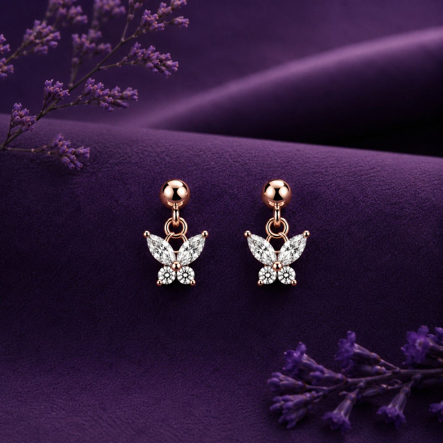 Fluttering Marquise Butterfly 925 Pure Sterling Silver Drop Earrings