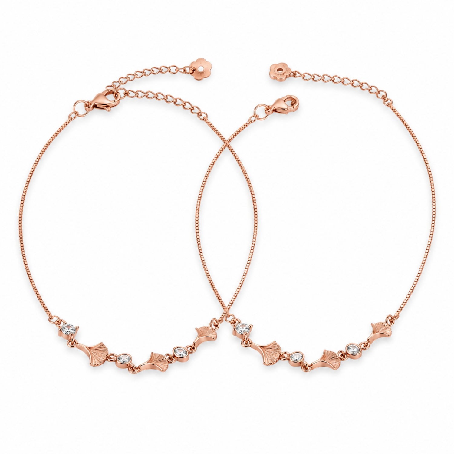Zavya Star Cubic Zirconia Rose Gold Plated 925 Sterling Silver Anklet