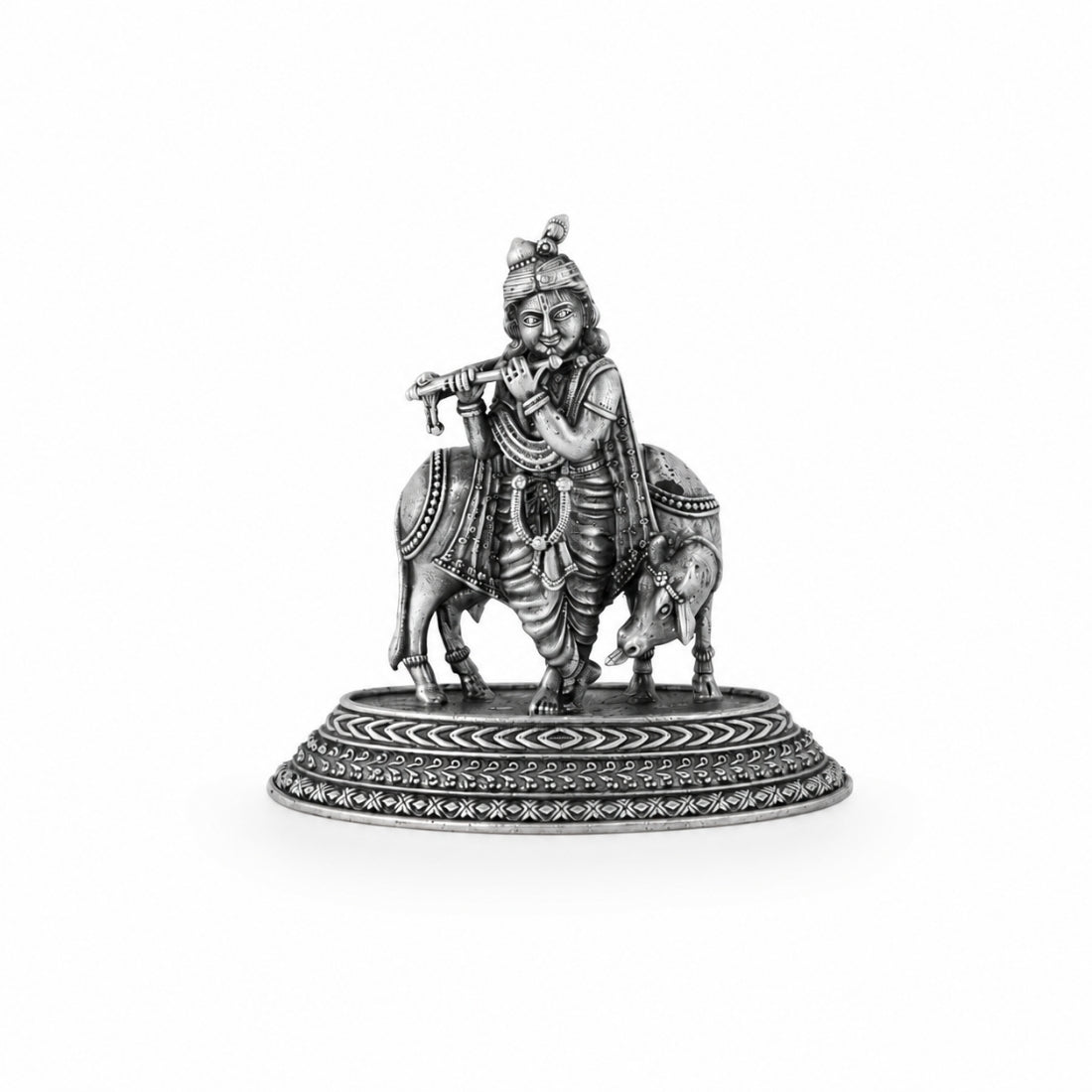 Divine Gopal Krishna with Kamdhenu Cow 925 Silver Idol