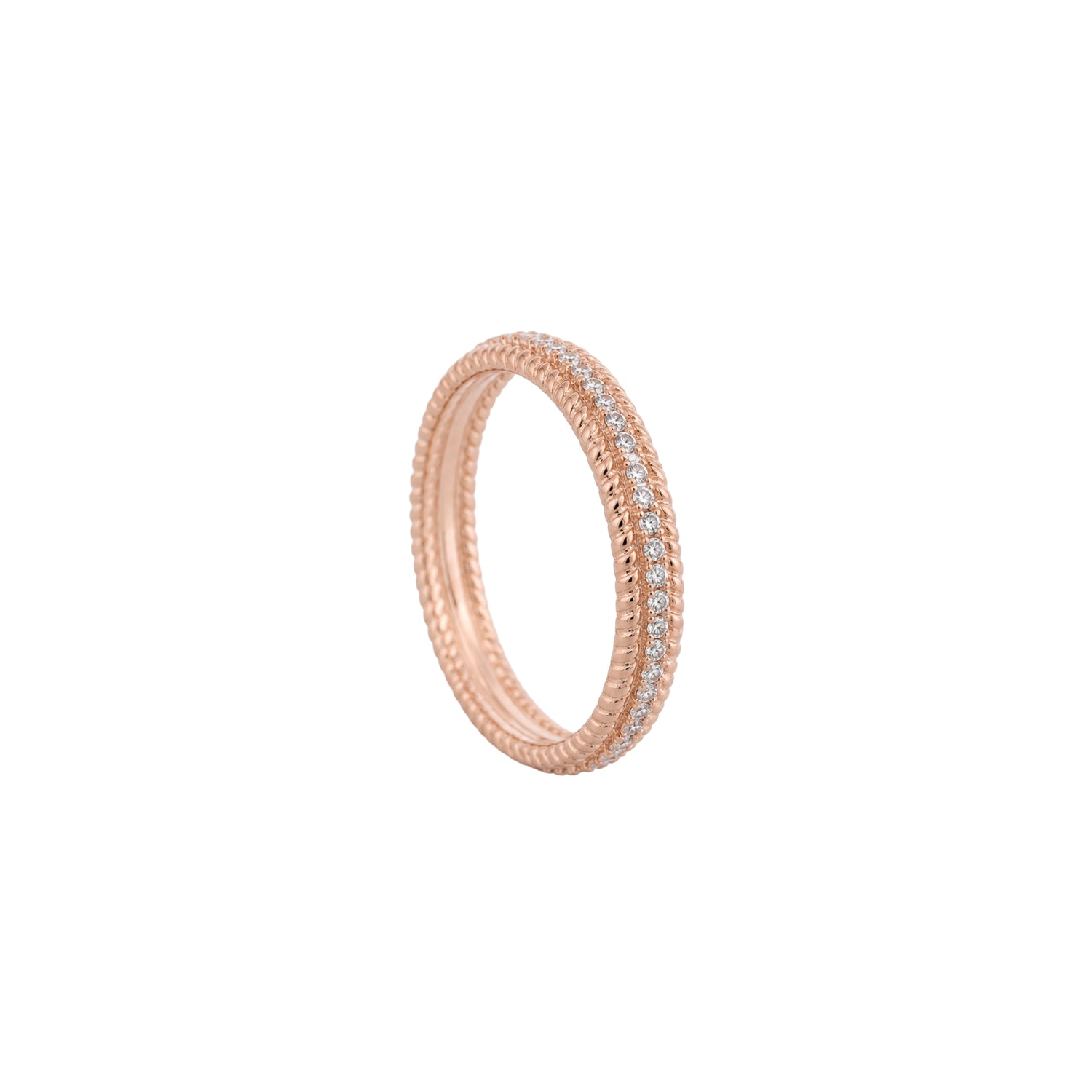 Vintage Pavé Beaded Eternity 925 Sterling Silver Ring
