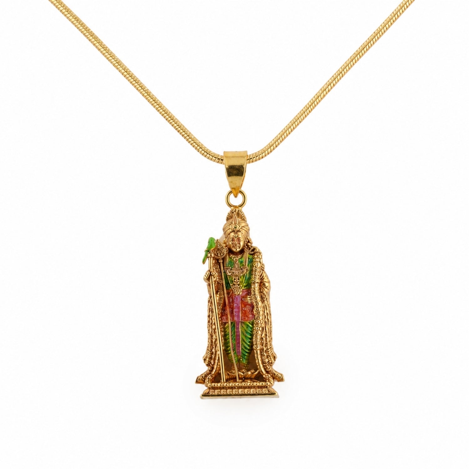 925 Sterling Silver Gold Plated Lord Murugan Pendant