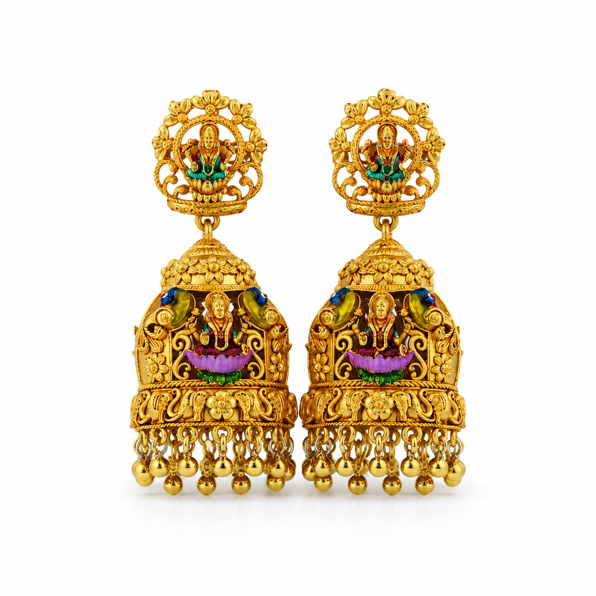 Royal Ganesha Nakshi Gold-Plated 925 Silver Jhumkas