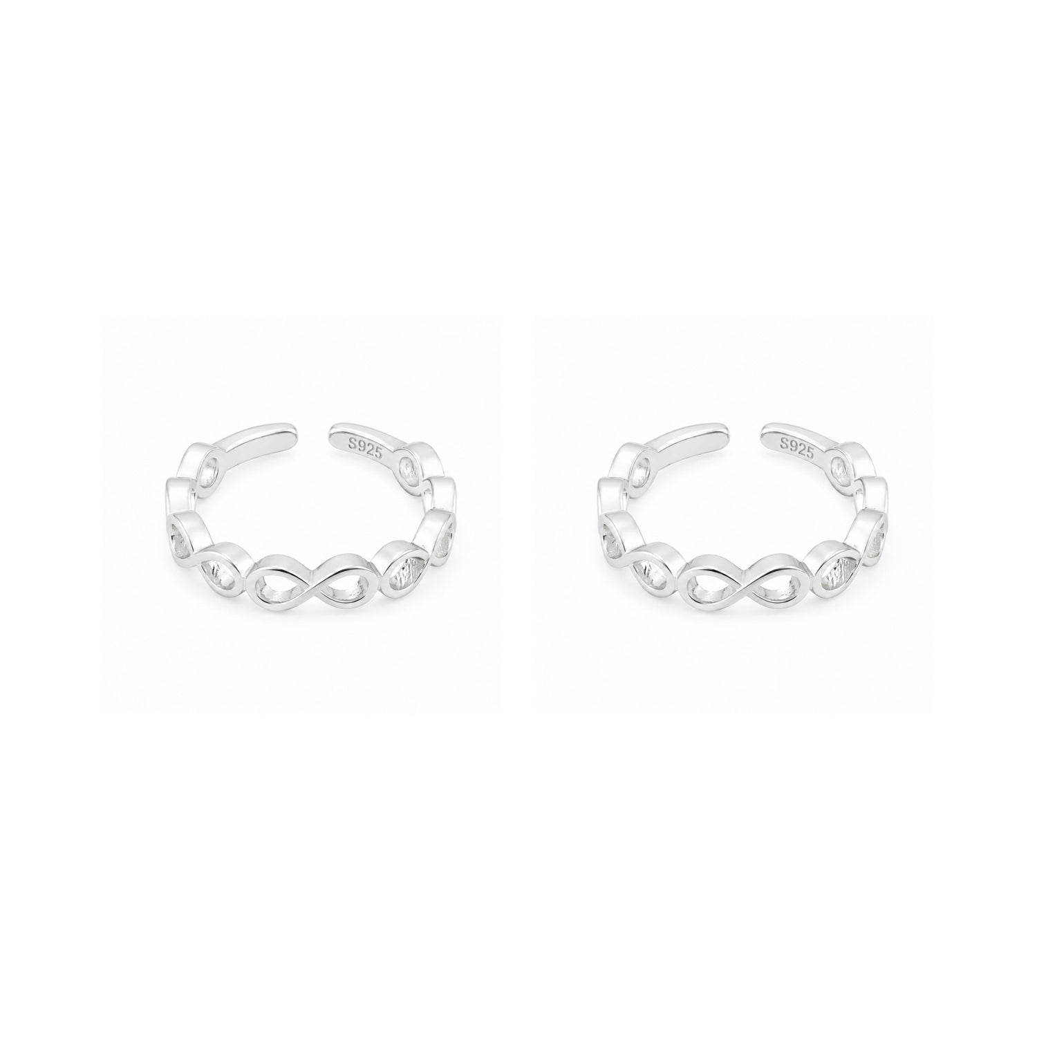 Silver Timeless Infinity Adjustable Toe Rings