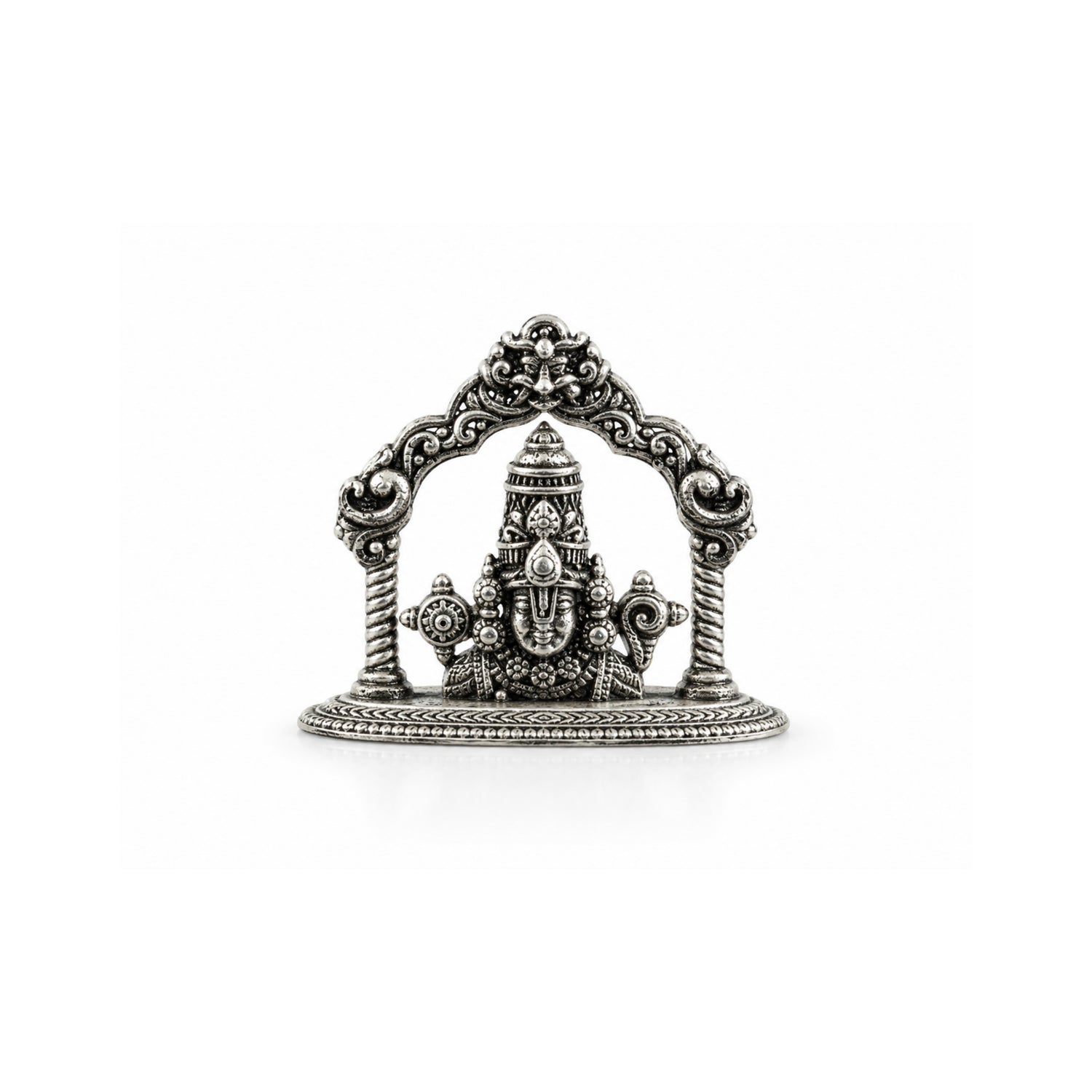 925 Pure Silver Antique Lord Tirupati Balaji Face Idol with Arch