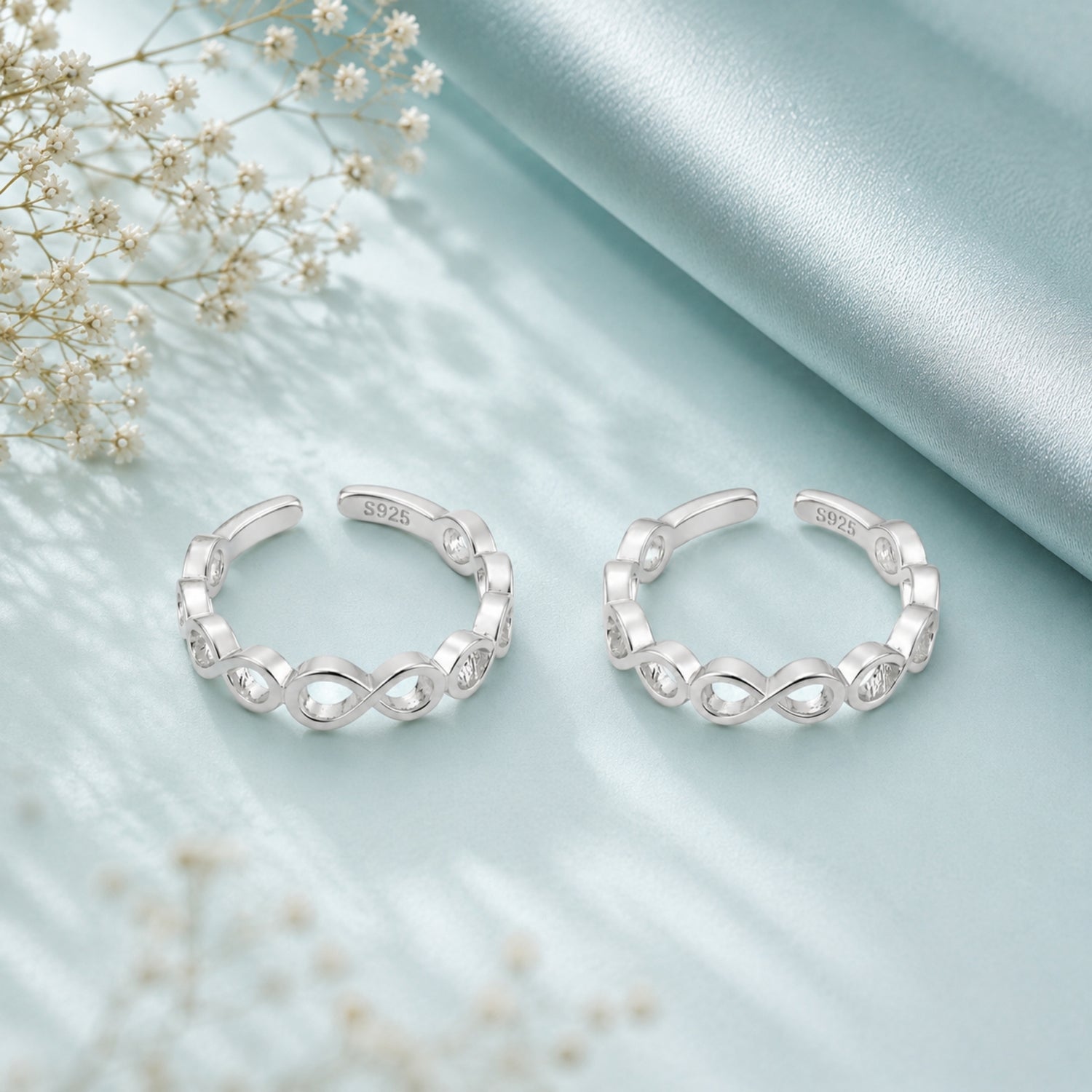 Silver Timeless Infinity Adjustable Toe Rings