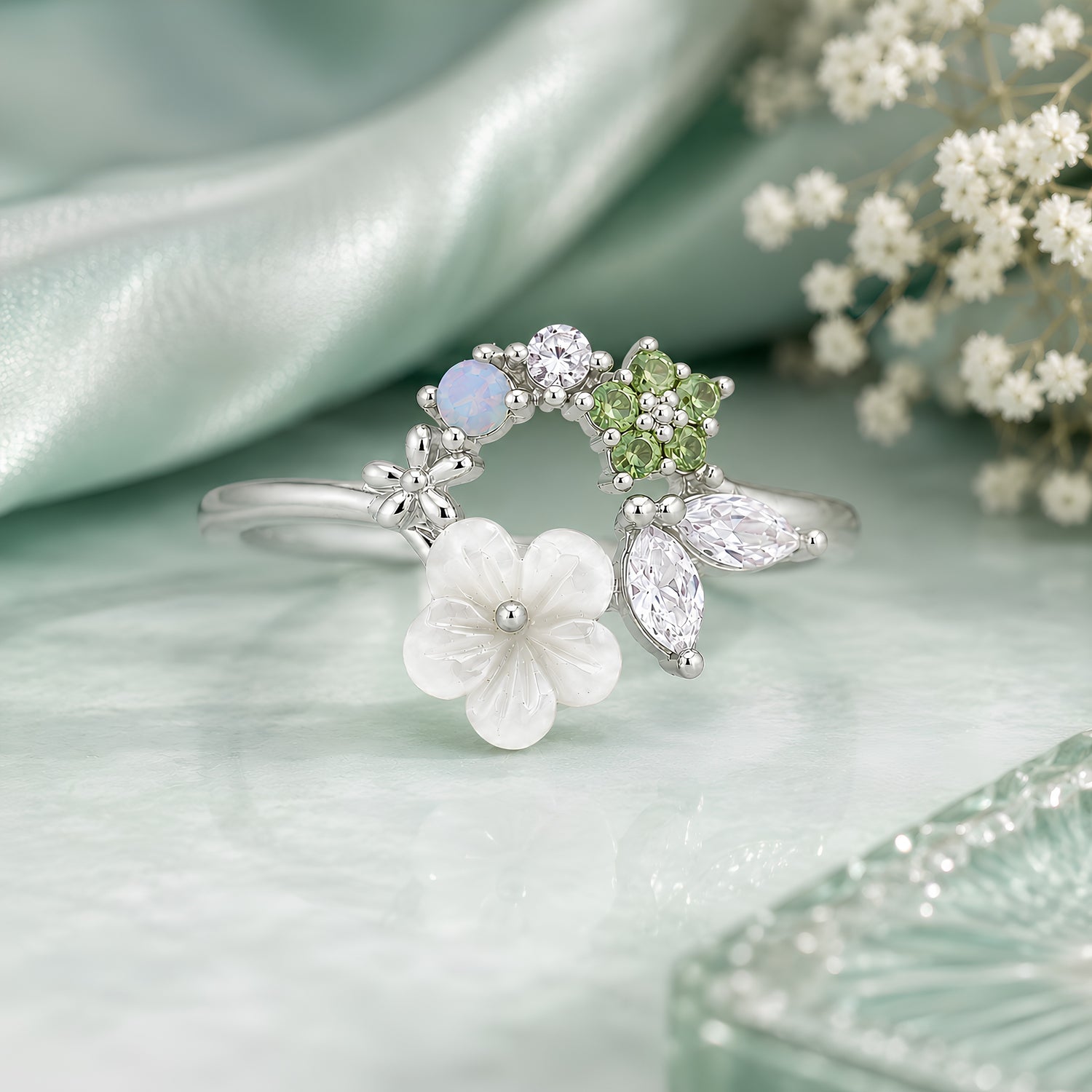 Verdant Meadow 925 Wreath Ring