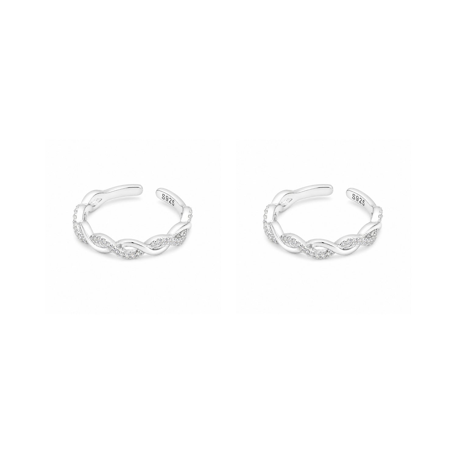 Silver Serpentine Twist Adjustable Toe Rings