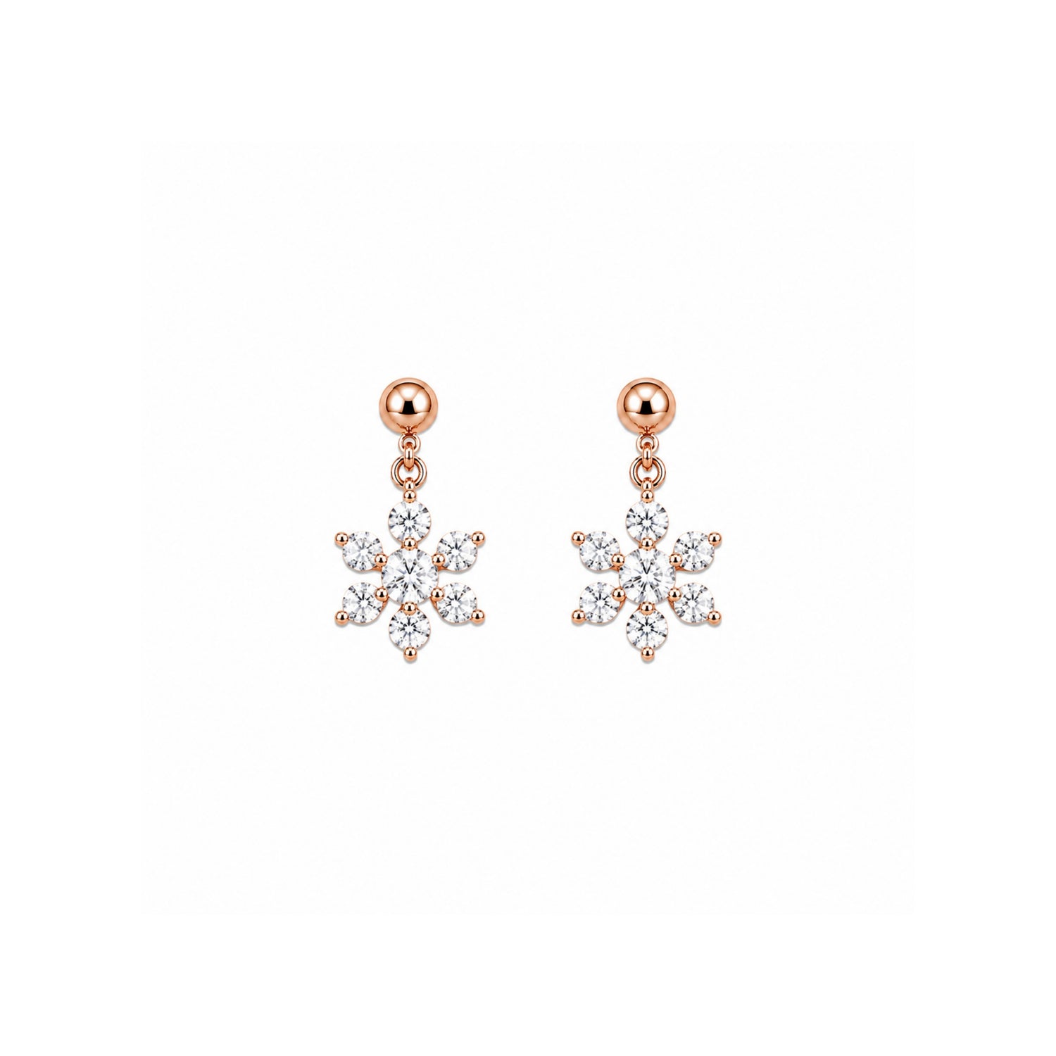 Blossoming Solitaire Flower 925 Pure Sterling Silver Drop Earrings