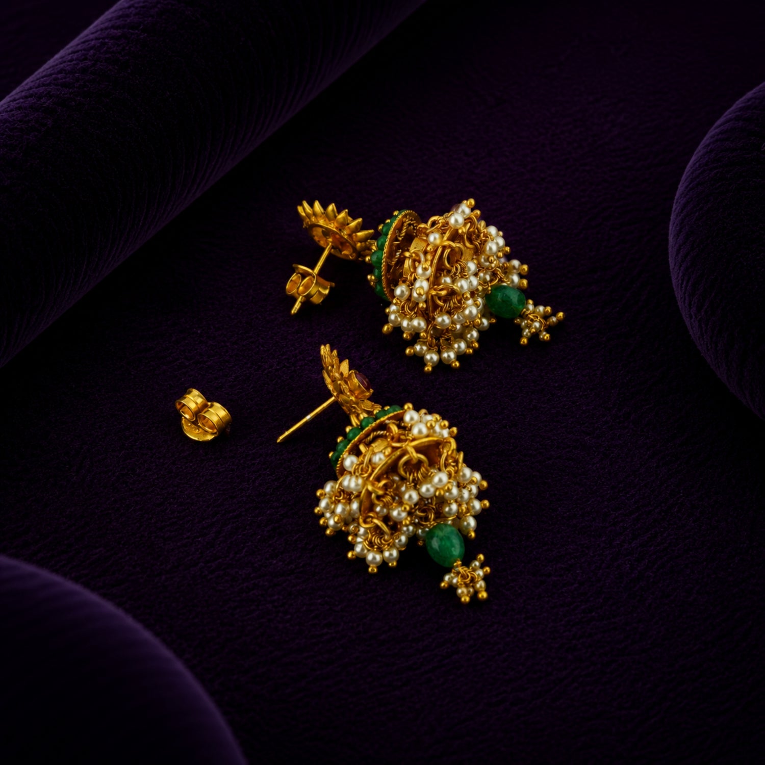 The Vanshika Sunflower Gold-Plated 925 Silver Jhumka Drops