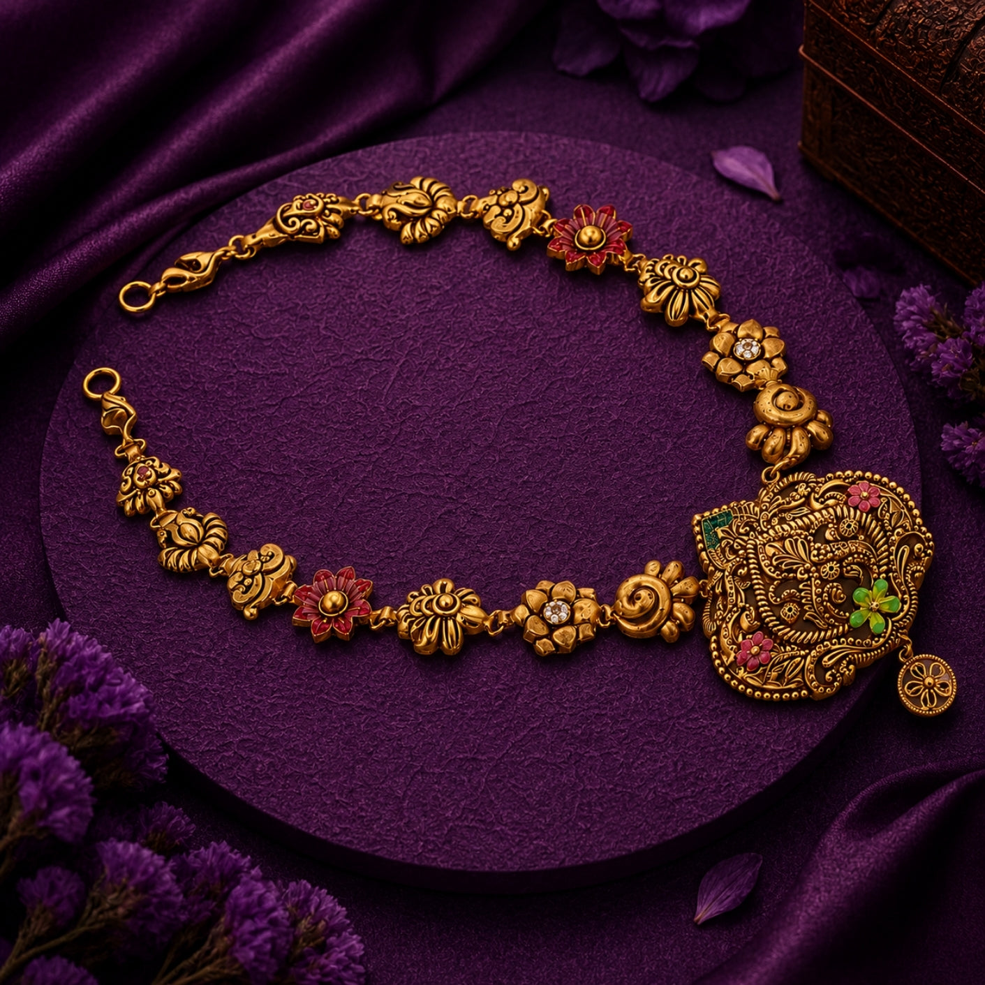 The Madhuri Peacock Nakshi 925 Silver Necklace