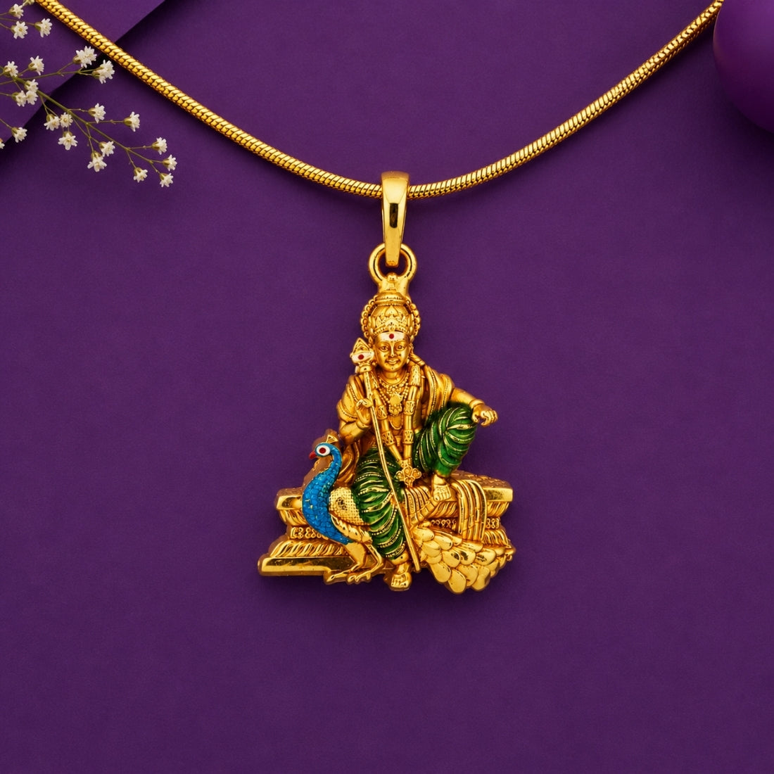 The Seated Murugan Peacock Throne 925 Silver Pendant