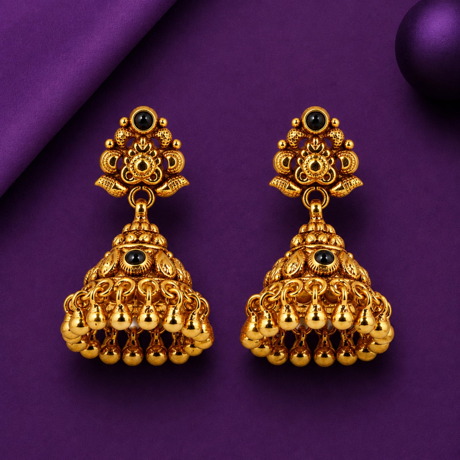 The Charvi Onyx Paisley Jhumka – 925 Sterling Silver