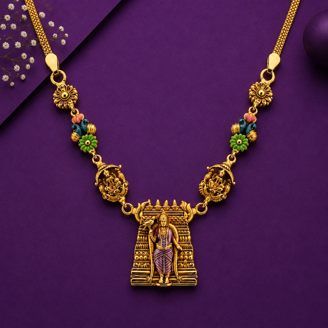 The Meenakshi Amman Gopuram Heritage Choker (Gold-Plated 925 Sterling Silver)