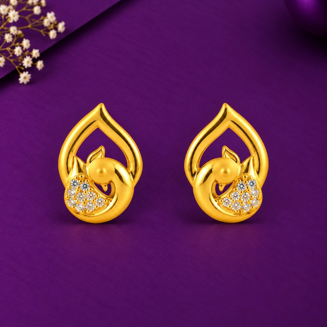 Mayur Teardrop 925 Sterling Silver Peacock Stud Earrings