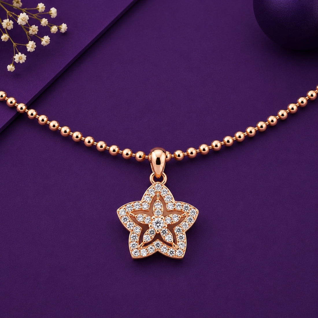 The Celestial Dual Star 925 Silver Rose Gold Pendant