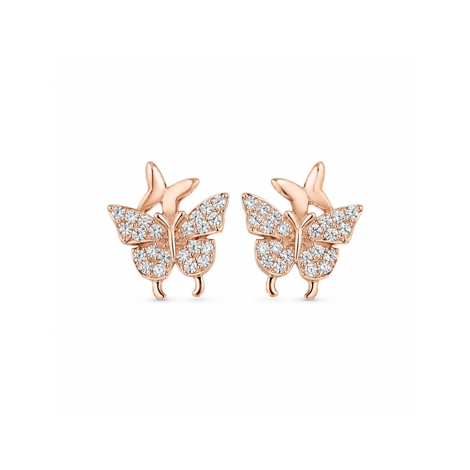 Dual Fluttering Butterfly 925 Pure Sterling Silver Stud