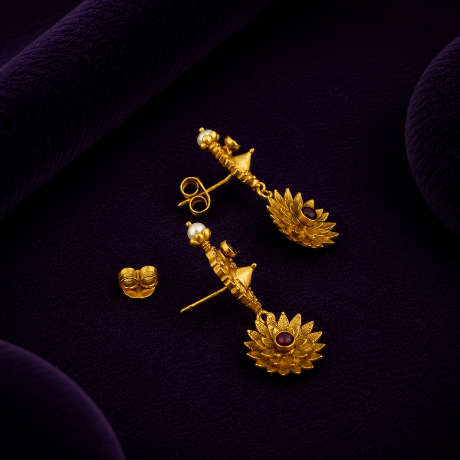 The Taruni Floral Gold-Plated 925 Silver Drops Earring