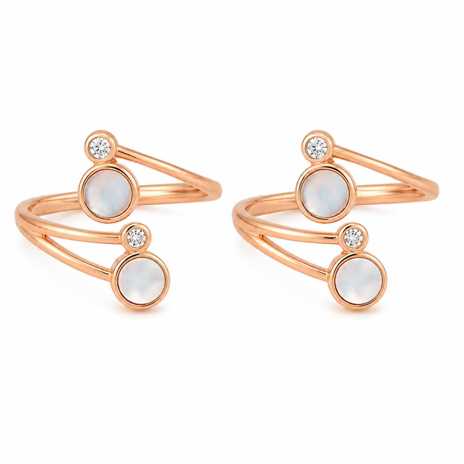 925 Silver Rose Gold Mother of Pearl Celestial Bypass Toe Rings
