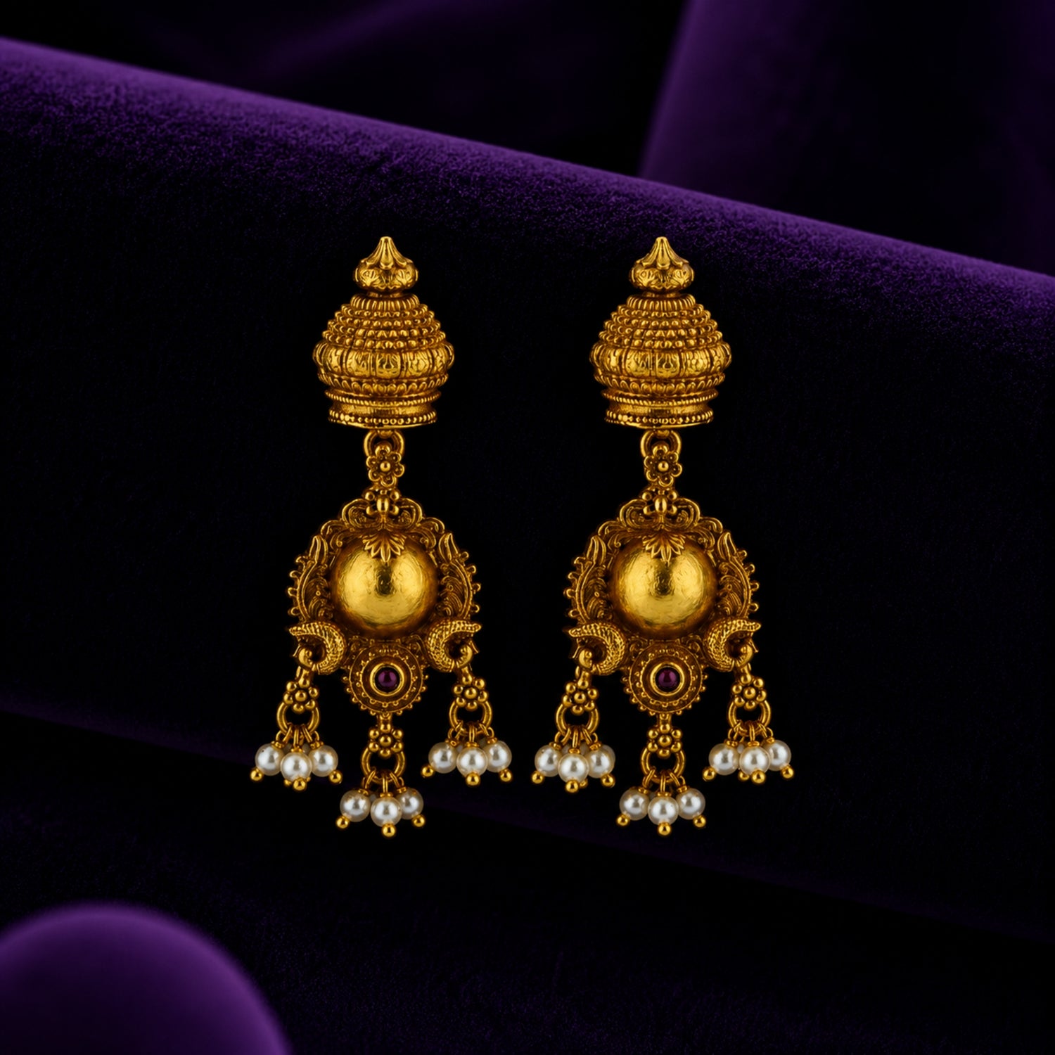 The Kalyani Temple Gold-Plated 925 Silver Drops Earring