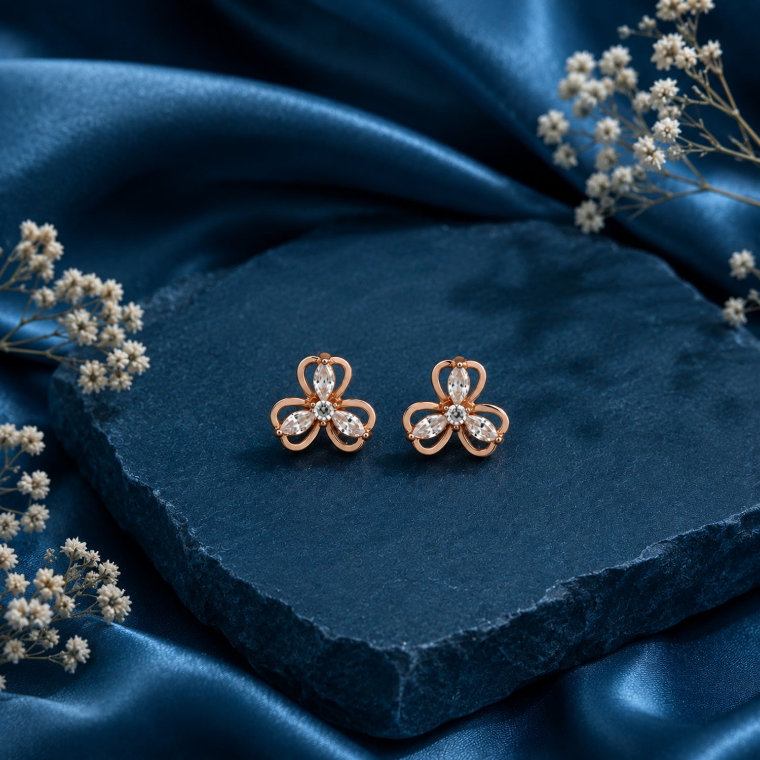 Marquise Trinity Clover 925 Pure Sterling Silver Stud