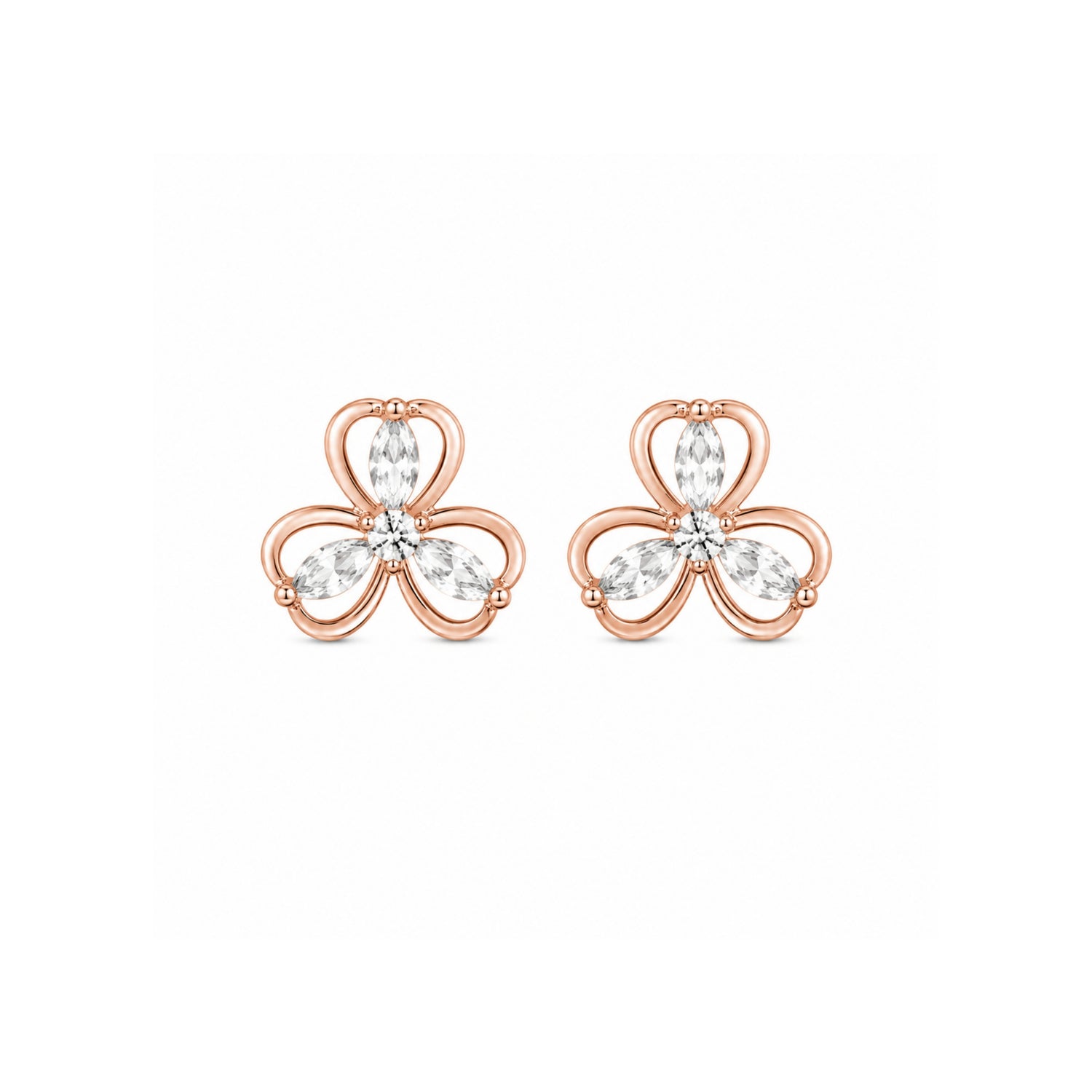 Marquise Trinity Clover 925 Pure Sterling Silver Stud