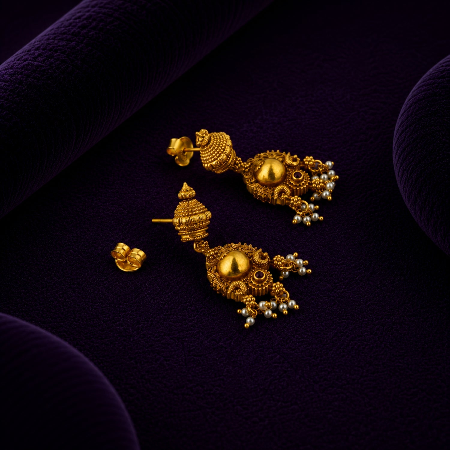 The Kalyani Temple Gold-Plated 925 Silver Drops Earring